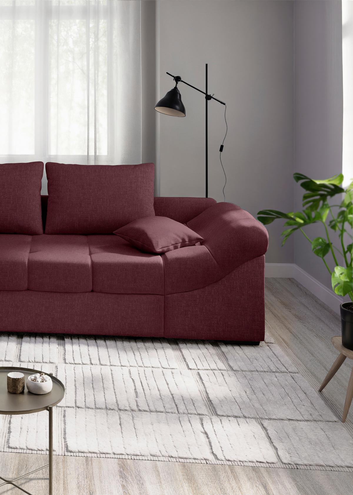 Eckschlafsofa Alvito Bordeaux S: 202x298 Cm - Bordeaux/Schwarz, MODERN, Textil (202/298cm) - MID.YOU