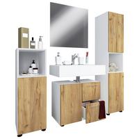 Badmöbel-Set 4-Tlg. Flandu 100cm Honig-Eiche - Honigeiche/Schwarz, MODERN, Holzwerkstoff (123cm) - MID.YOU
