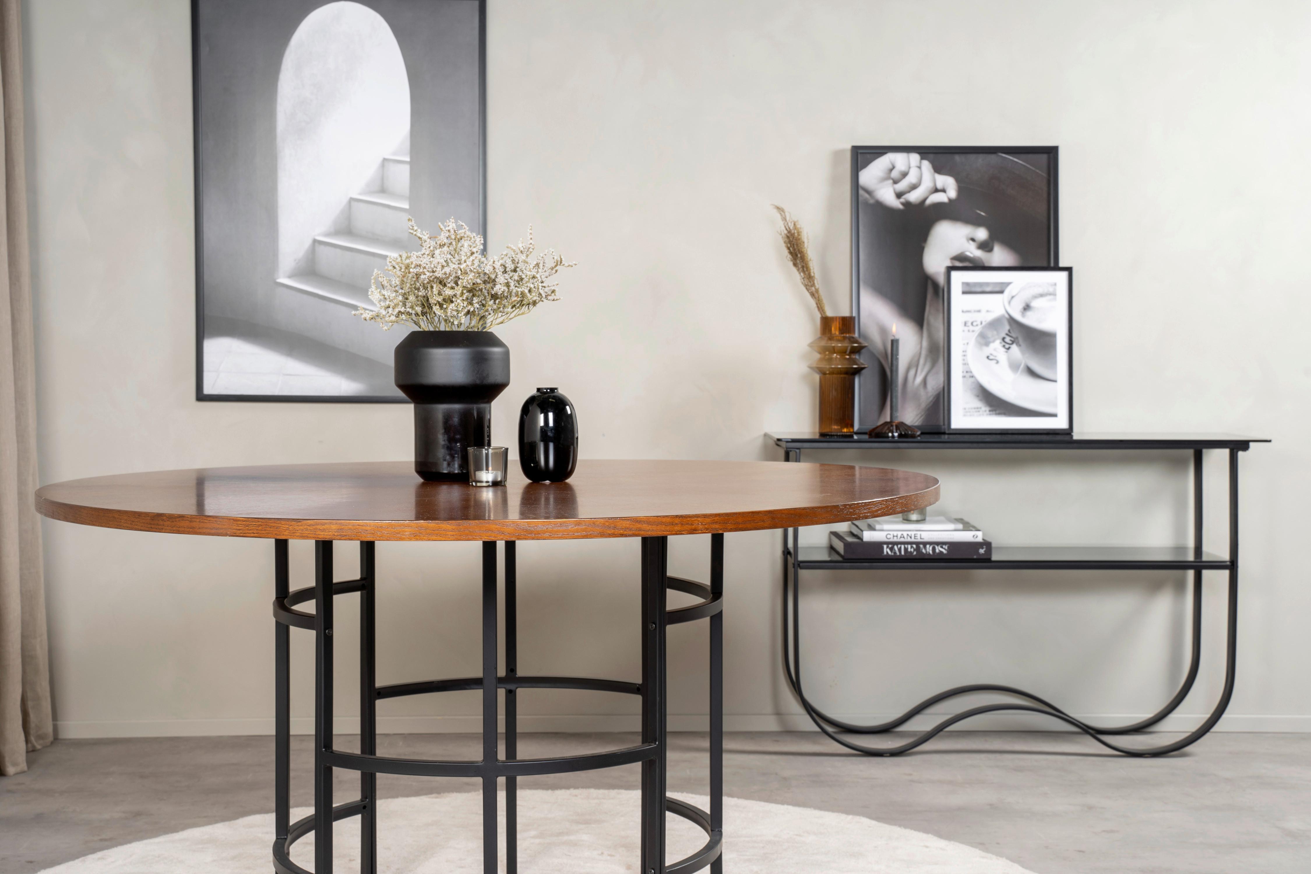 Esstisch Copenhagen - Cognac/Schwarz, Design, Holzwerkstoff/Metall (140/140/75cm) - Livetastic