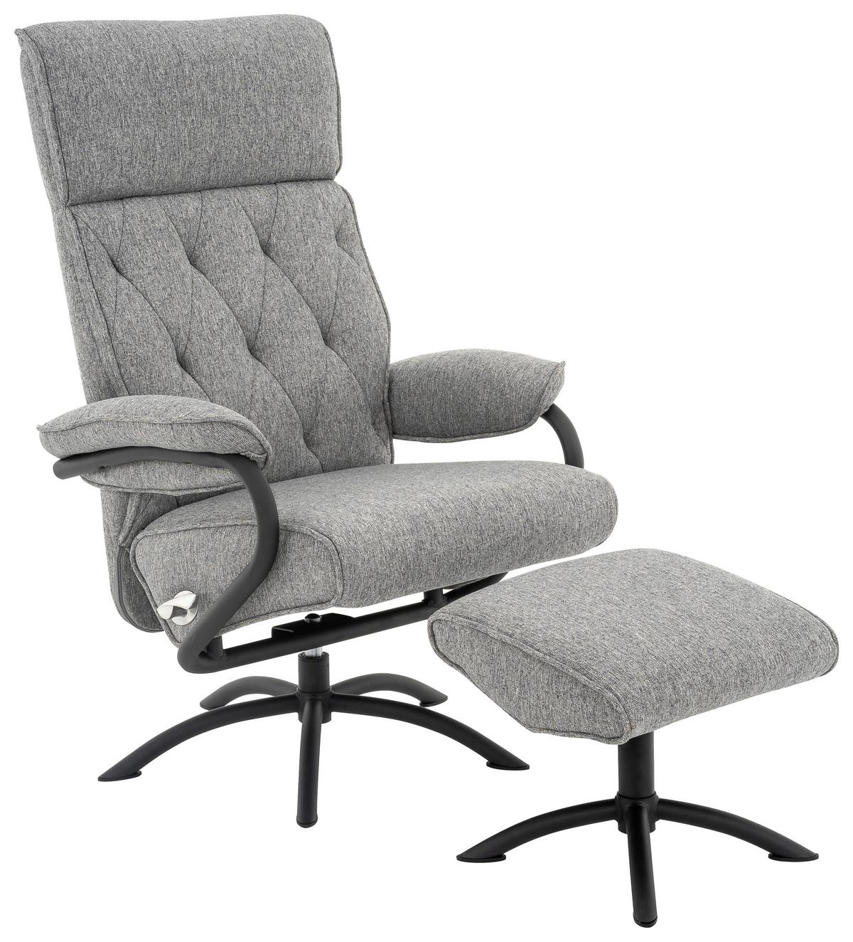 Relaxsesselset Tina - Schwarz/Grau, MODERN, Textil (77,5/107/85cm) - MID.YOU