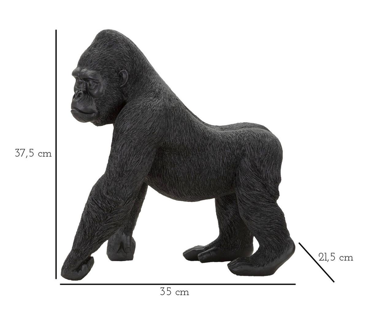 Skulptur Black Gorilla Schwarz, B: 35 cm - Schwarz, Basics, Kunststoff (35/37,5/21,5cm)