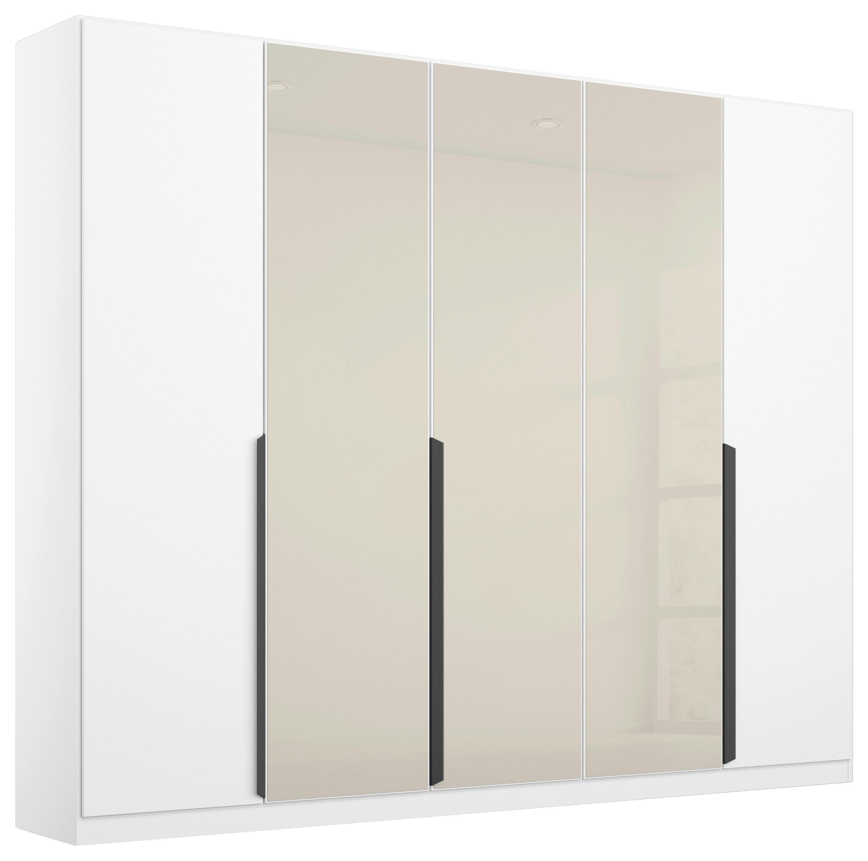 Drehtürenschrank Artemis 225 cm Weiß/Champagnerfarben - Champagner/Weiß, MODERN, Glas/Holzwerkstoff (225/210/54cm) - Rauch Möbel