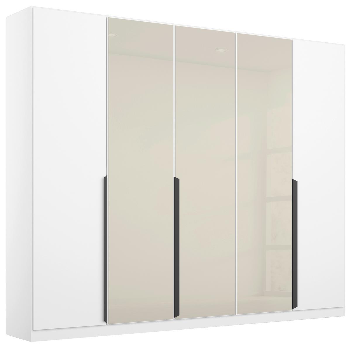 Drehtürenschrank Artemis 225 cm Weiß/Champagnerfarben - Champagner/Weiß, MODERN, Glas/Holzwerkstoff (225/210/54cm) - Rauch Möbel