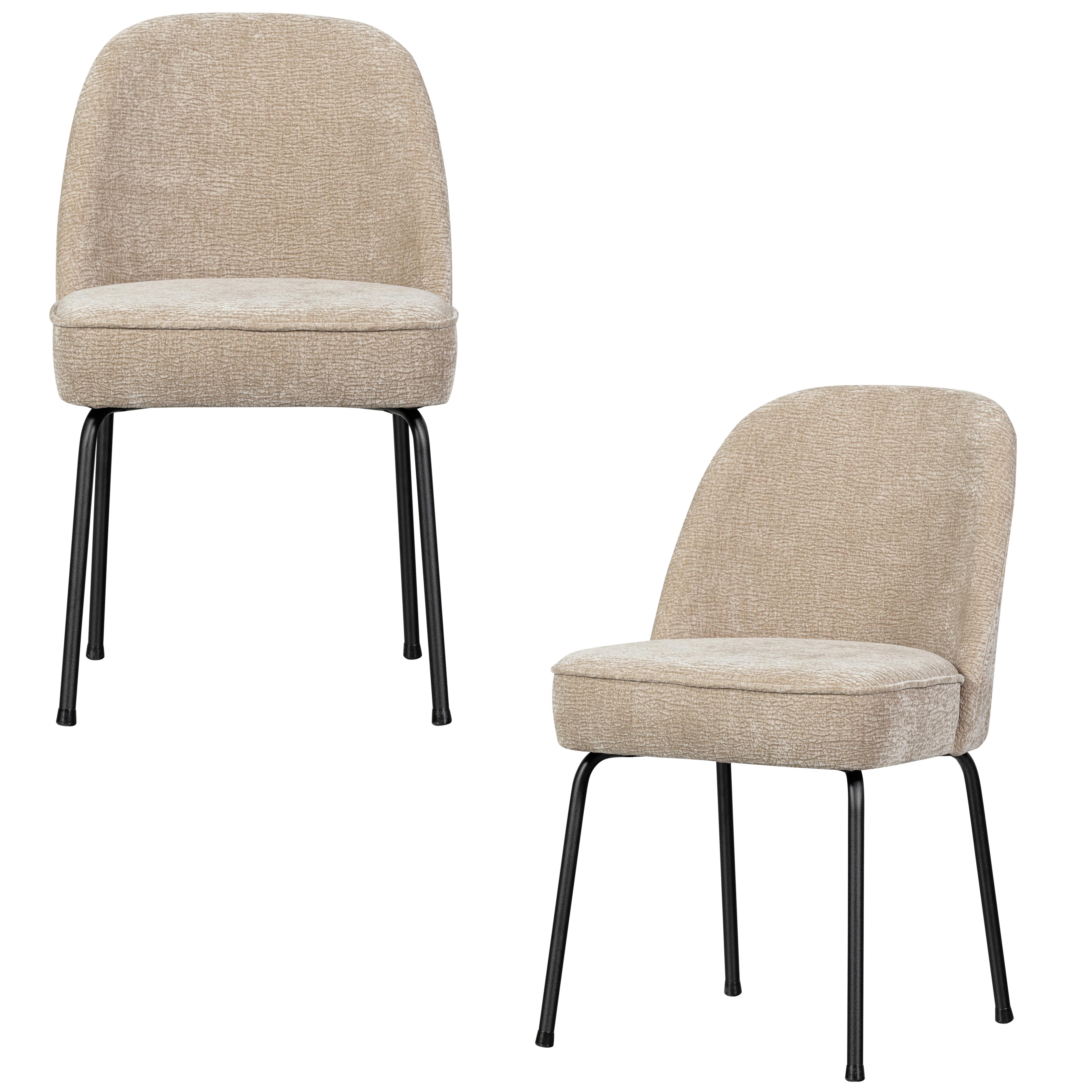 Stuhl-Set Vogue Sandfarben B: 50cm - Sandfarben/Schwarz, MODERN, Textil/Metall (50/83/57cm) - Livetastic
