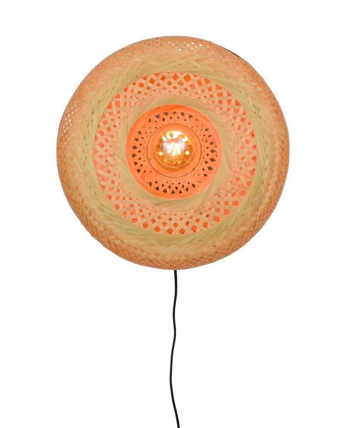 Wandleuchte Palawan Naturfarben/Schwarz B: 40 cm - Schwarz/Naturfarben, Trend, Holz (15/40/40cm) - Good & Mojo