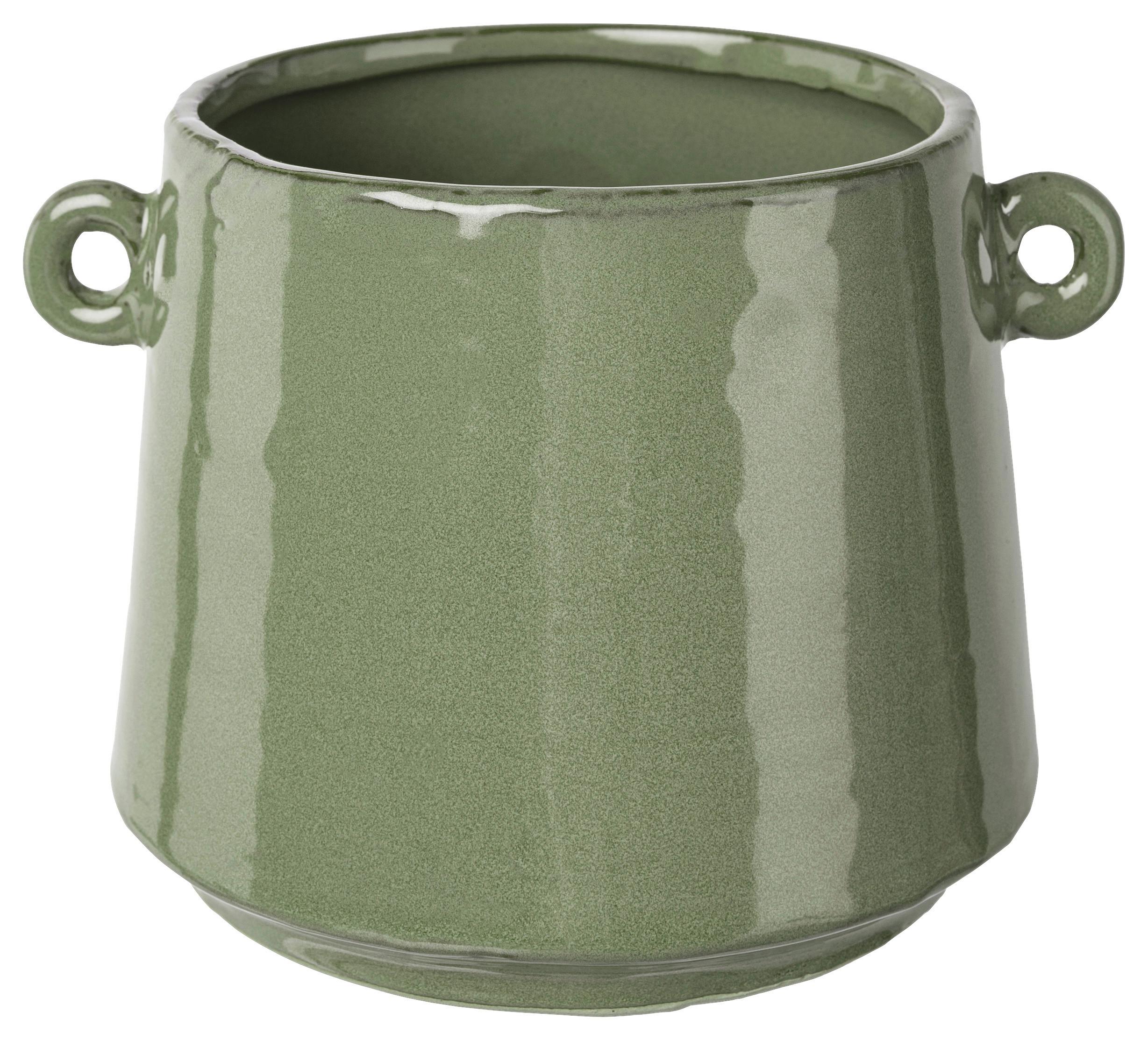 Obal Na Květináč Emma, V: 12,5cm - jadeitově zelená, Moderní, keramika (10,5/14,5cm)
