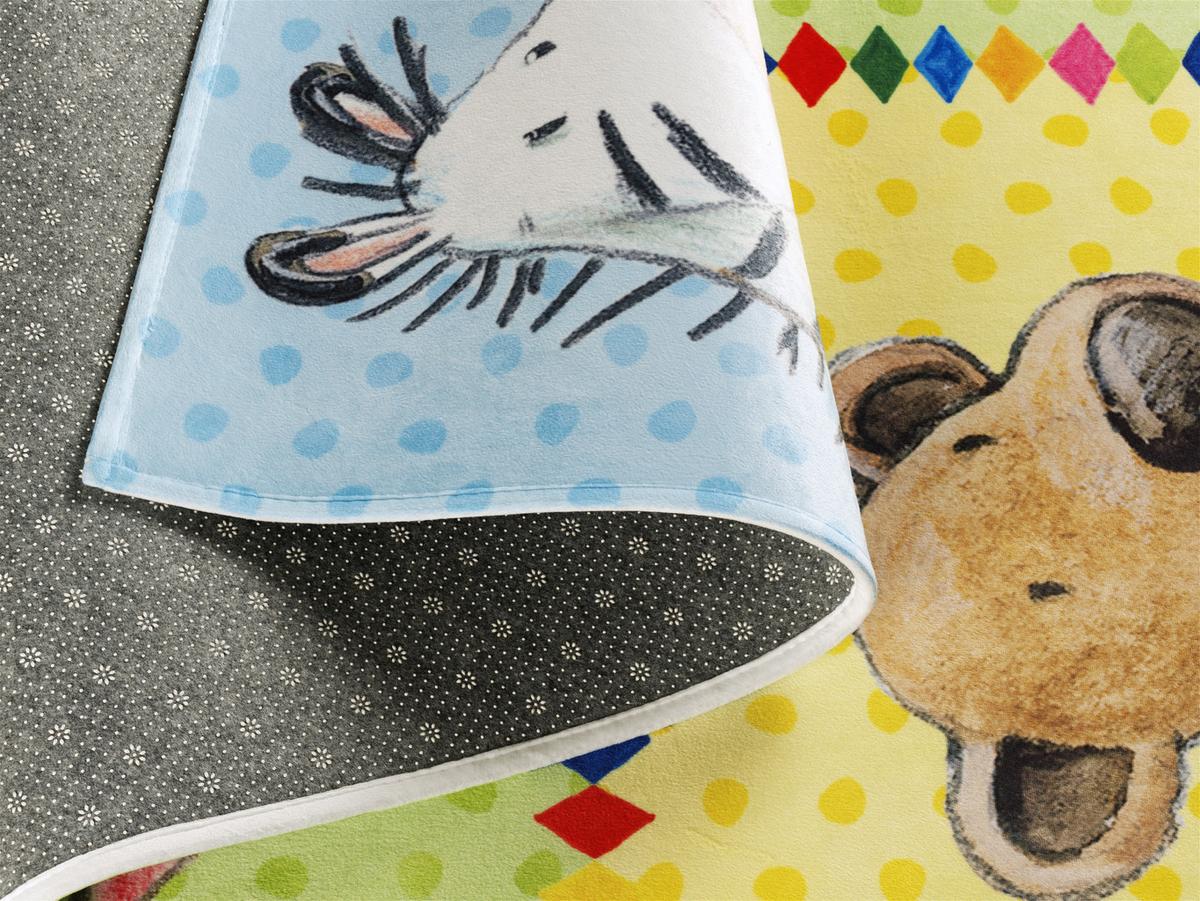 Kinderteppich Tier Bunt 80x150 Cm - Blau/Gelb, Trend, Textil (80/150cm)