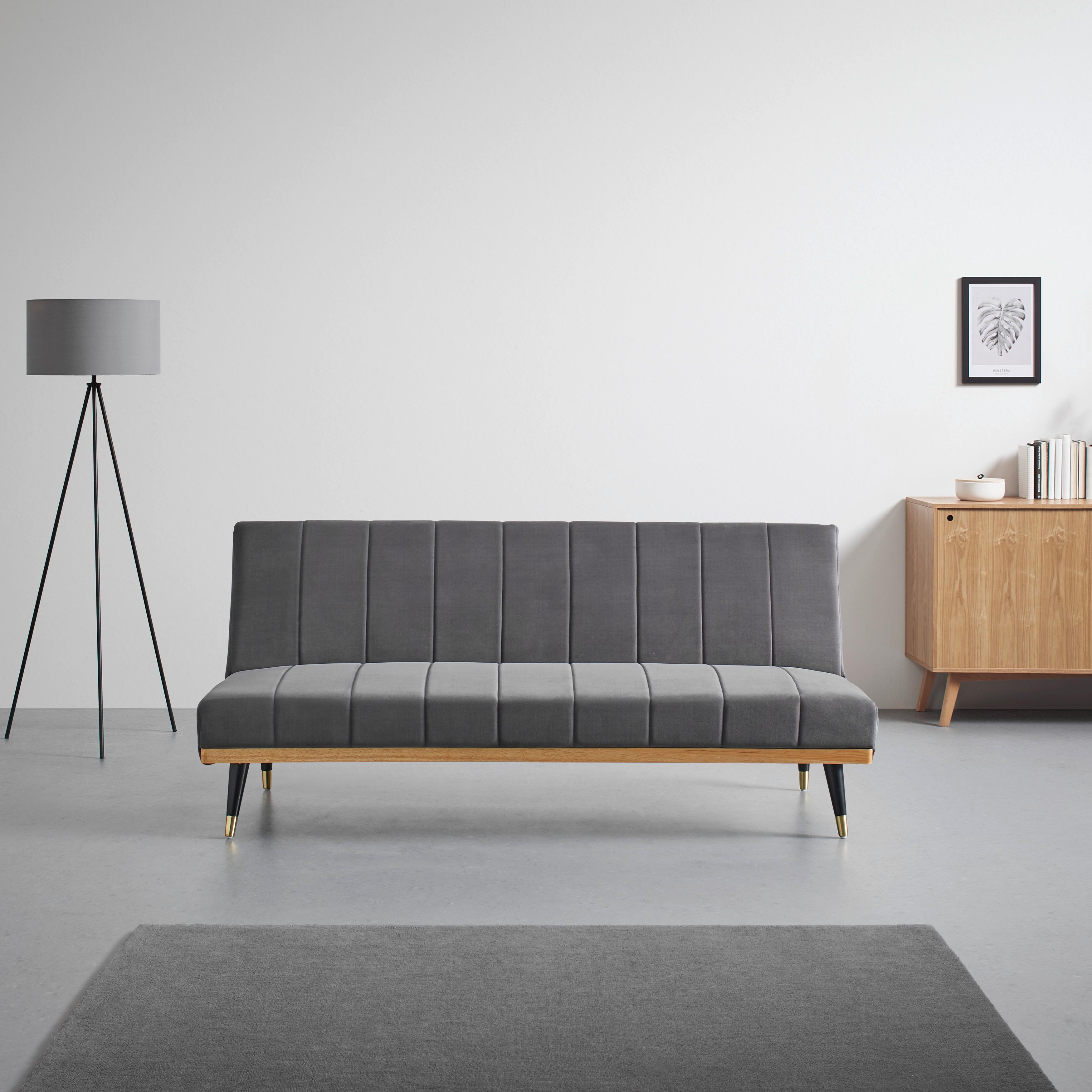 Rozkladacia Pohovka Pietro, Tmavosivá - čierna/zlatá, Moderný, kov/drevo (180/82/88cm) - Bessagi Home