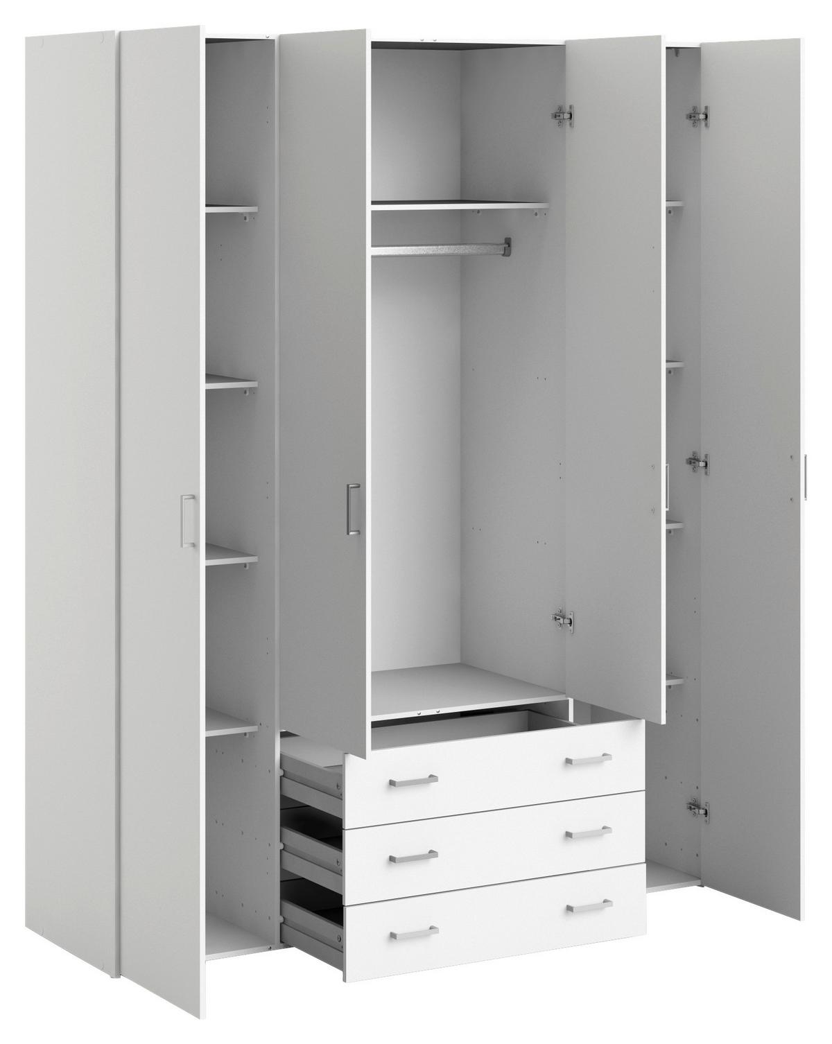 Kleiderschrank Space, Weiß, B: 154 Cm - Weiß, Basics, Holzwerkstoff (154/200,4/49,5cm) - MID.YOU