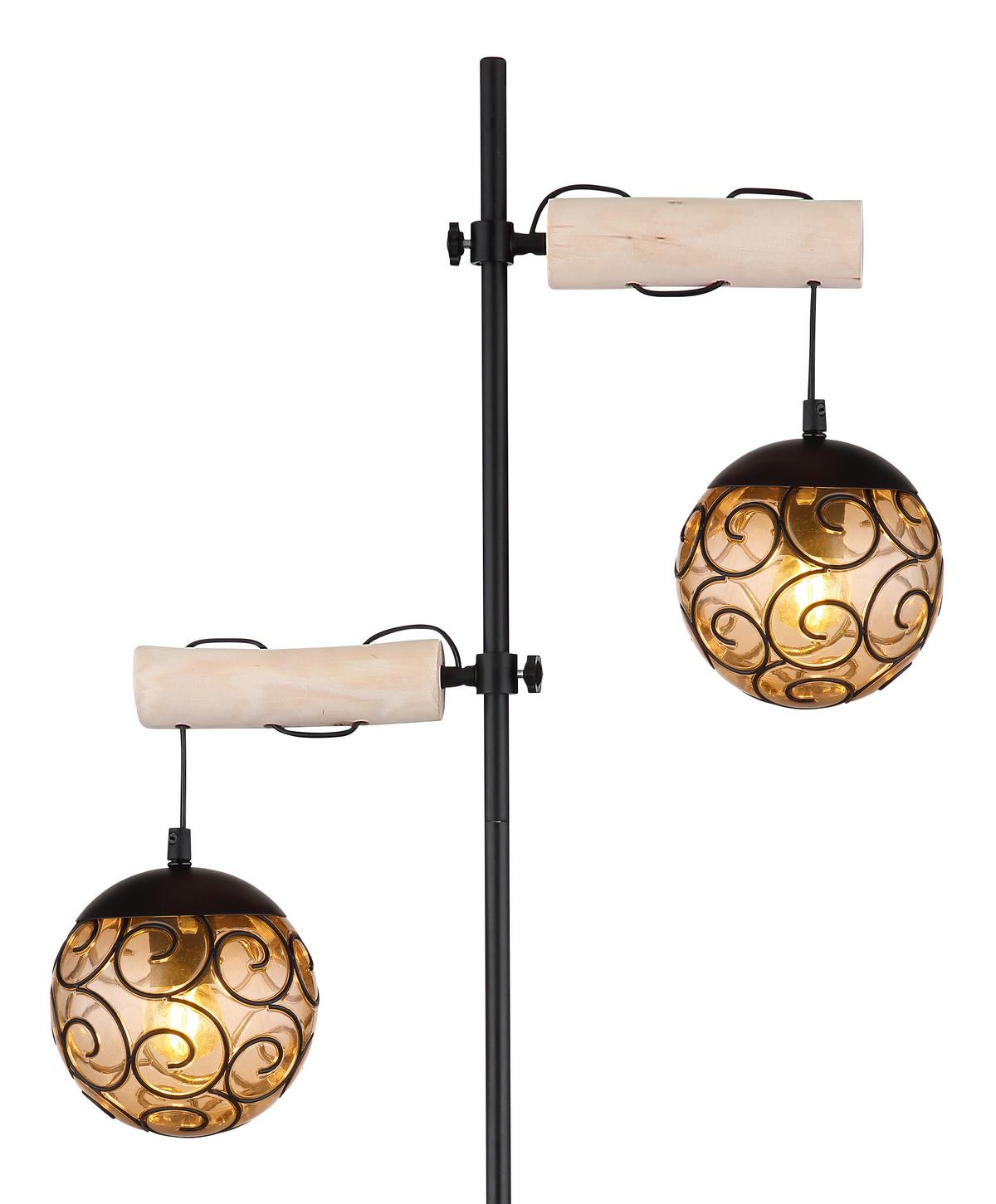 Stehleuchte 15660s - Bernsteinfarben/Schwarz, Design, Holz/Kunststoff (51/25/168cm) - Globo