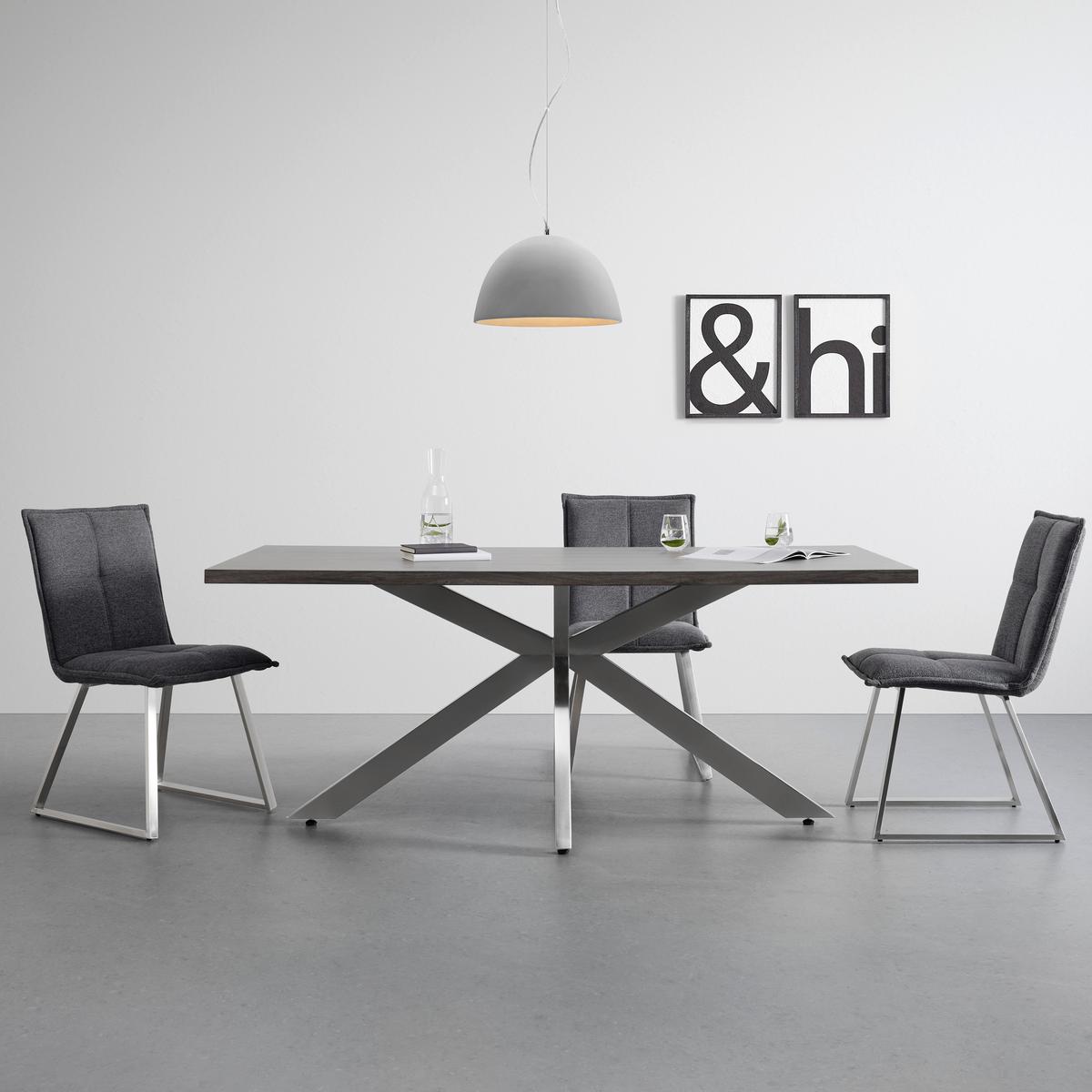 Jídelní stůl ILIAS 180x90 cm - barvy stříbra/barvy vlašských ořechů, Moderní, kov/dřevo (180/90/76cm) - Bessagi Home