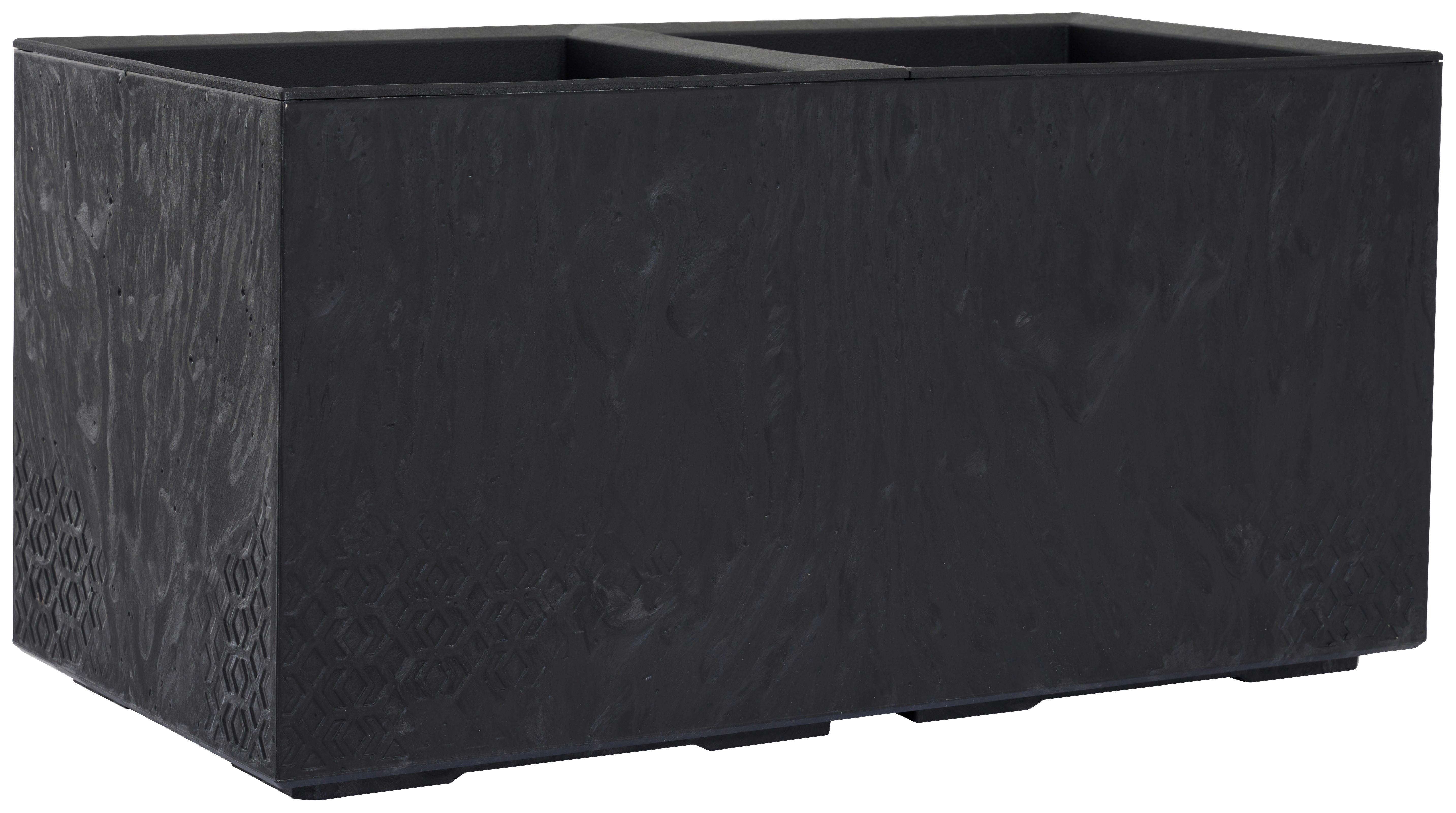 Blumenkasten Betonoptik Schwarz B: 80 cm - Schwarz, Basics, Kunststoff (80/40/40cm) - Siena Garden