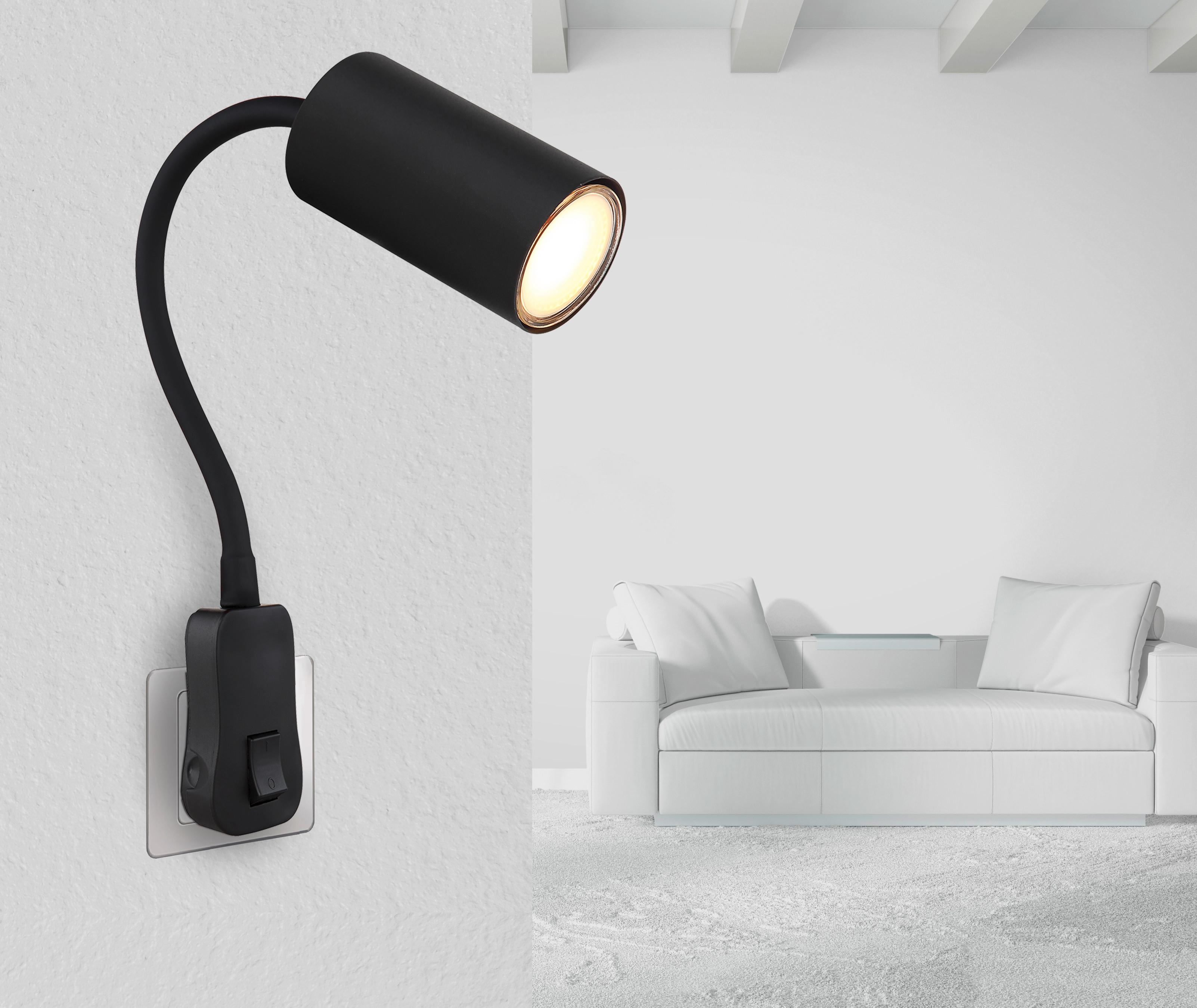 Wandleuchte 1-Flammig Flexarm und Wippschalter - Schwarz, Basics, Kunststoff/Metall (5,5/32/43cm) - Globo