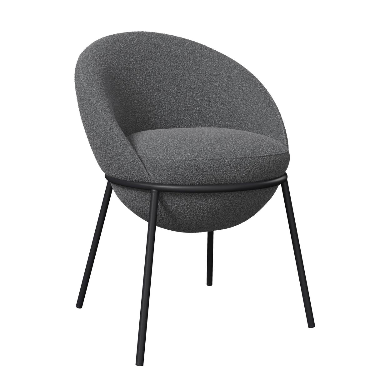 Stolička s podrúčkami Zoa, sivá - čierna/sivá, Modern, kov/drevo (57/85/61cm) - Bessagi Home