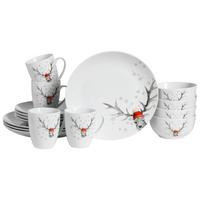 Kombiservice Luna Hirsch 16--Teilig., Weiß - Weiß, Basics, Keramik - Creatable