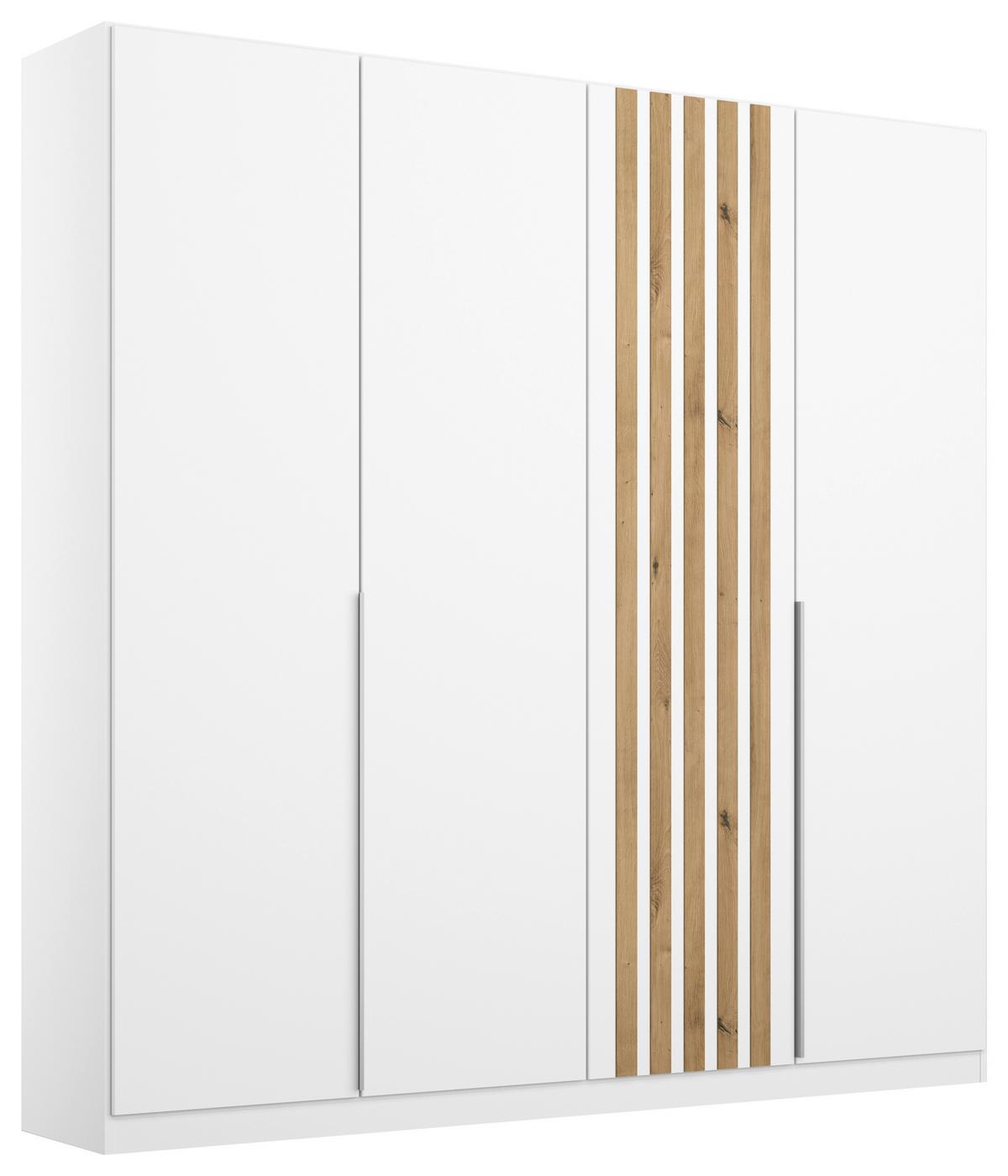 Drehtürenschrank 181 cm Lamella Weiß/Eiche Dekor - Weiß/Eiche Artisan, MODERN, Holzwerkstoff (181/210/54cm) - Rauch Möbel