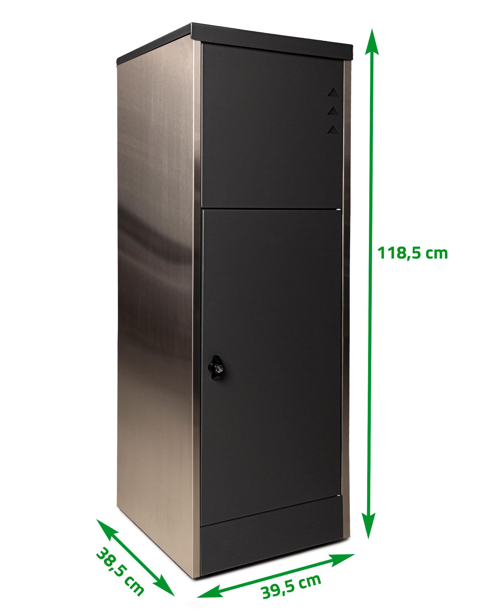 Paketbox XL Mit 2 Schlüsseln H: 118,5 cm - Schwarz, Basics, Metall (39,5/118,5/38,5cm)