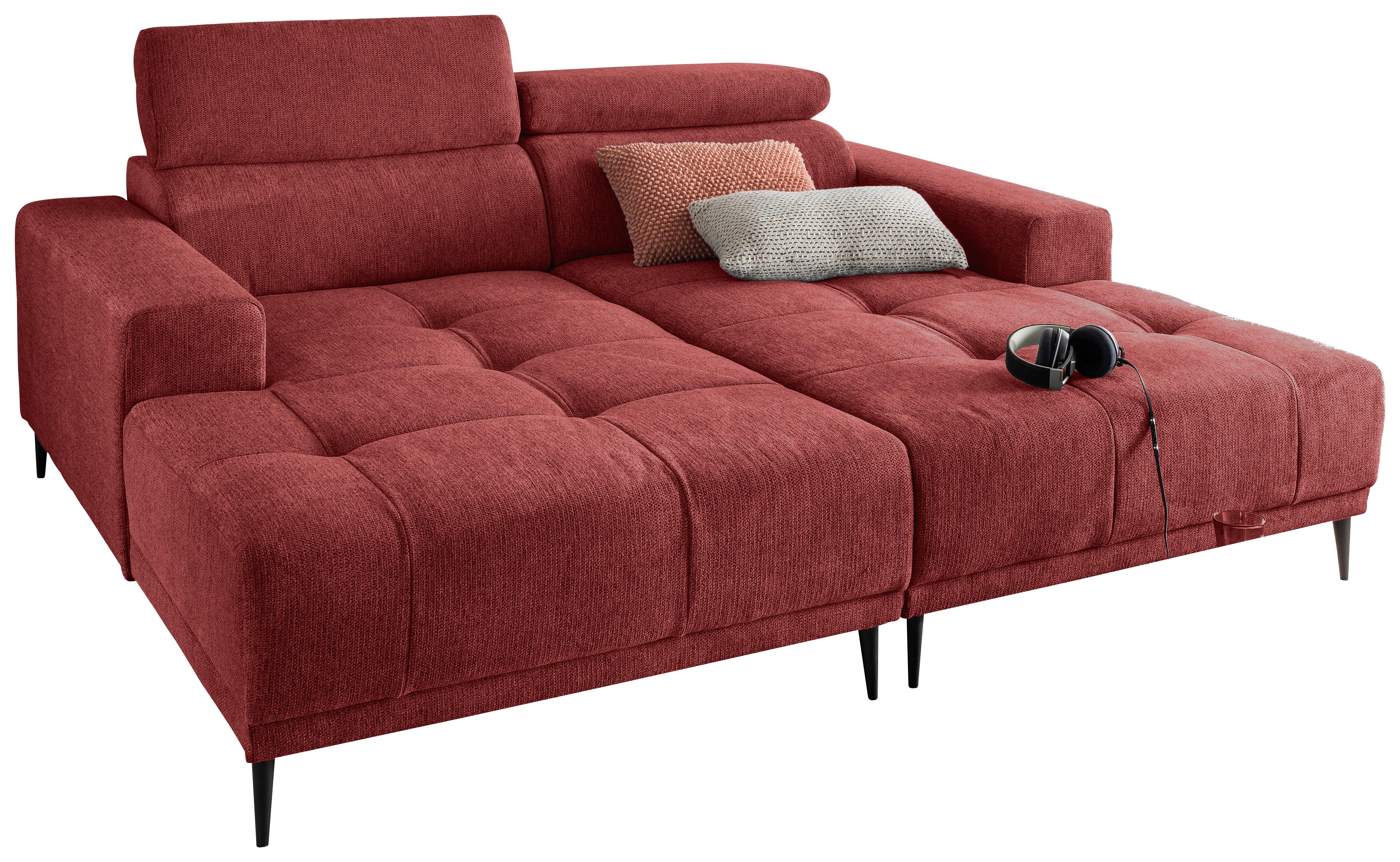 Ecksofa Intera, Rot S: 200x188 Cm - Rot/Schwarz, KONVENTIONELL, Textil (200/188cm) - Livetastic