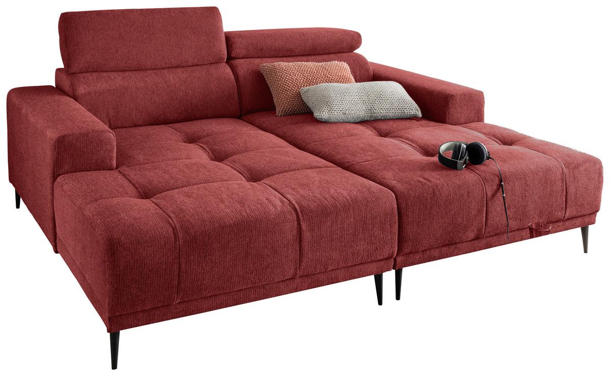Ecksofa Intera, Rot S: 200x188 Cm - Rot/Schwarz, KONVENTIONELL, Textil (200/188cm) - Livetastic