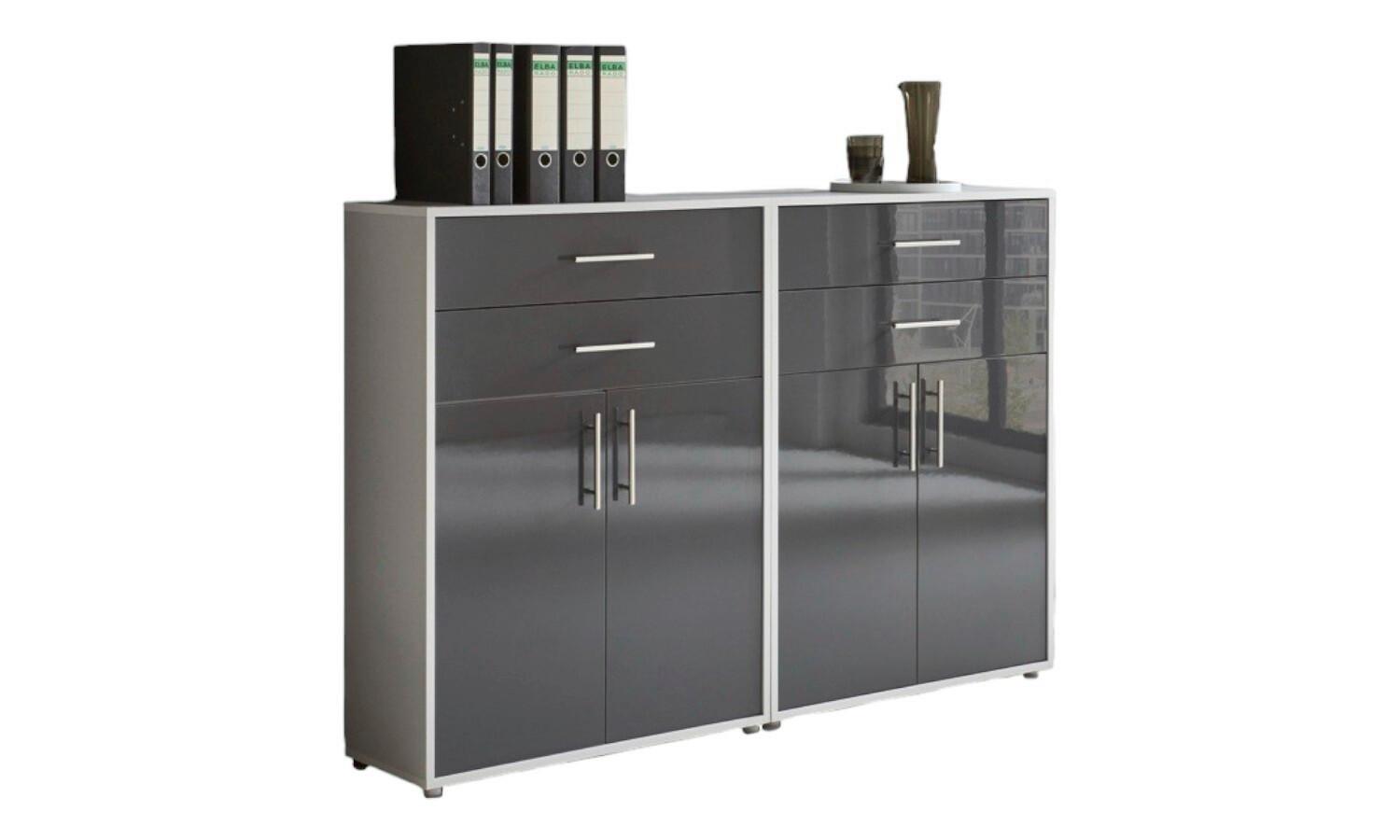 Aktenschrank Office Edition Grau/anthrazit Hg B: 168,8cm - Anthrazit Hochglanz/Grau, MODERN, Holzwerkstoff (168,8/113,6/33cm) - MID.YOU