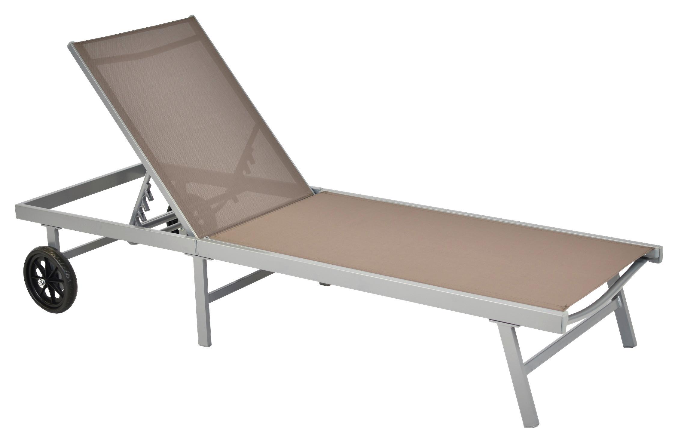 Sonnenliege Aktionsliege Tessin Aluminium, verstellbar - Taupe/Silberfarben, MODERN, Kunststoff/Metall (201/98/65cm) - Gardenson