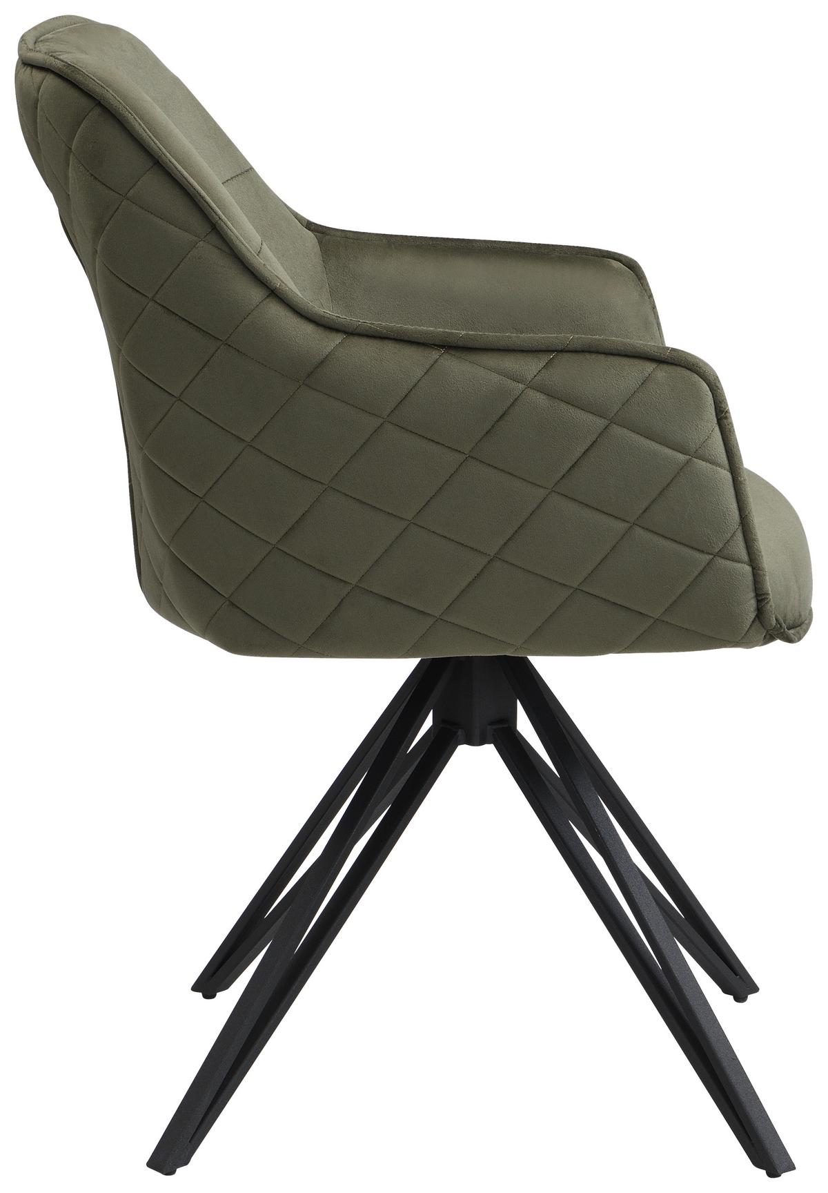 Armlehnstuhl Aurelia Grün/Schwarz B: 57 cm - Schwarz/Grün, MODERN, Textil/Metall (57/82/61cm) - Livetastic