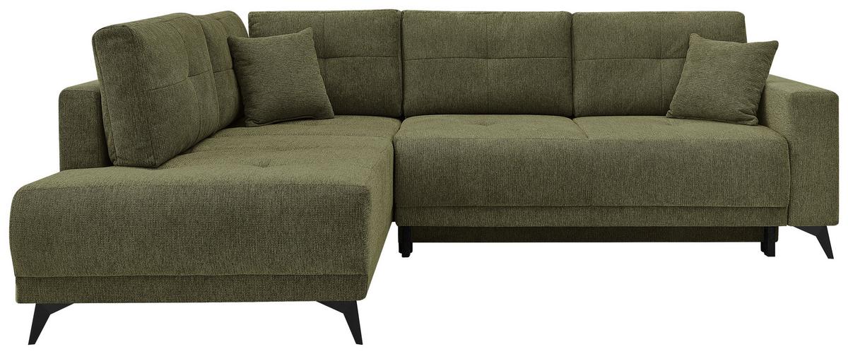 Ecksofa Texas Recr-links Grün S: 203x259 Cm - Schwarz/Grün, KONVENTIONELL, Holz (203/92/259cm)