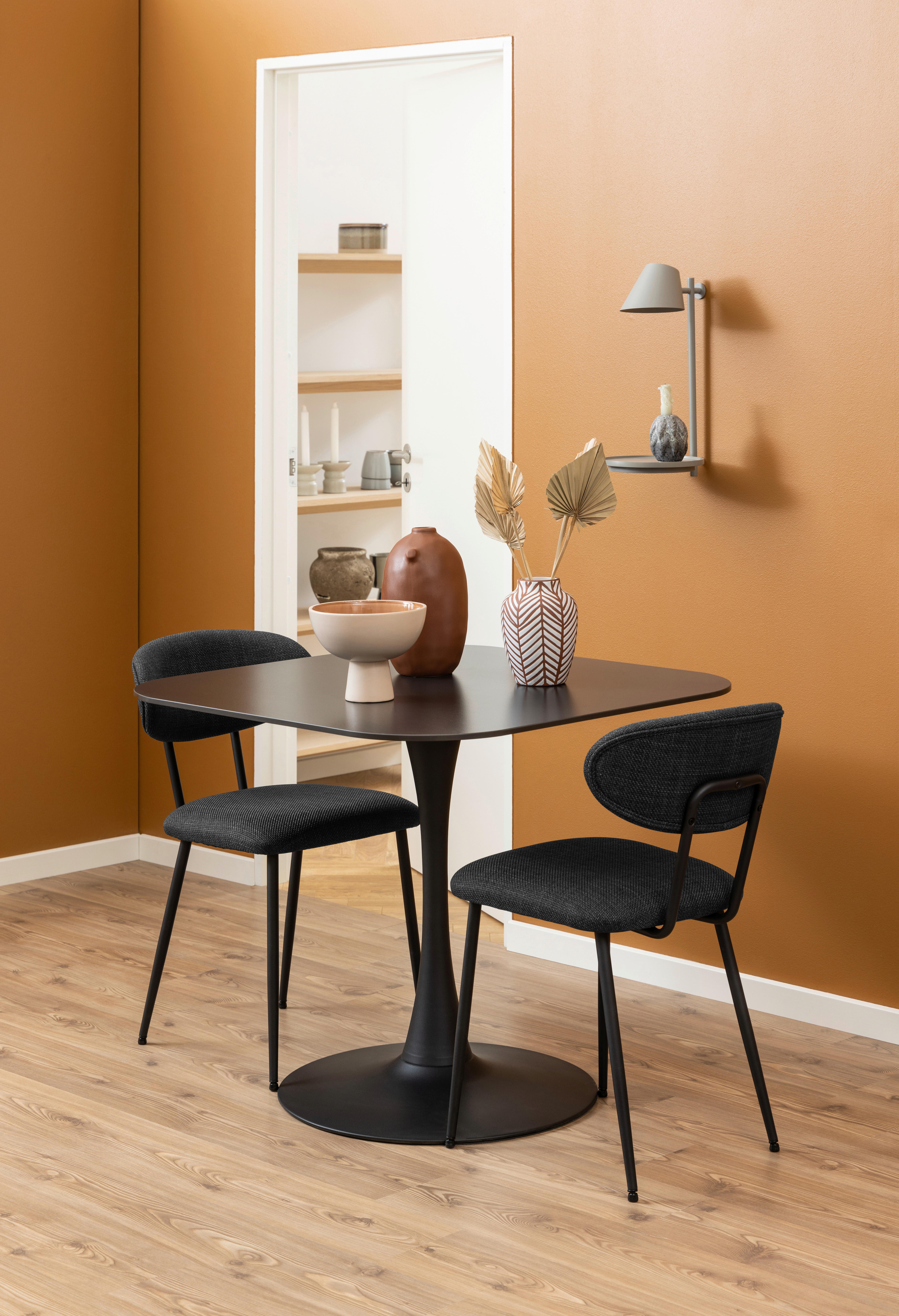 Esstisch Malta B: 90cm Schwarz - Schwarz, Design, Keramik/Metall (90/90/75cm) - MID.YOU