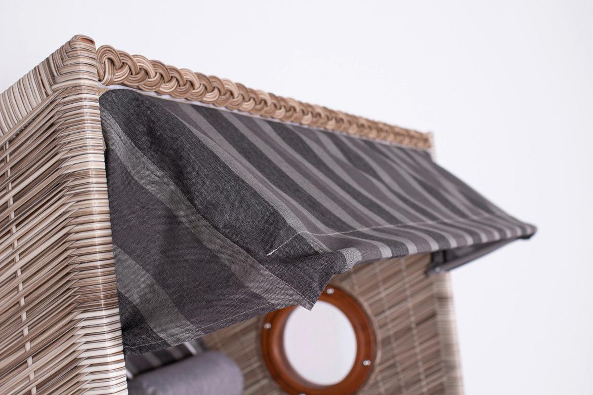 Strandkorb Ostsee Devries 2-Sitzer - Braun/Grau, Basics, Holz/Kunststoff (140/160/80cm) - Gardenson