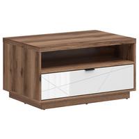Couchtisch Forn Coffee Table - Eichefarben/Weiß Hochglanz, Design, Holzwerkstoff/Kunststoff (90/60/48,5cm)