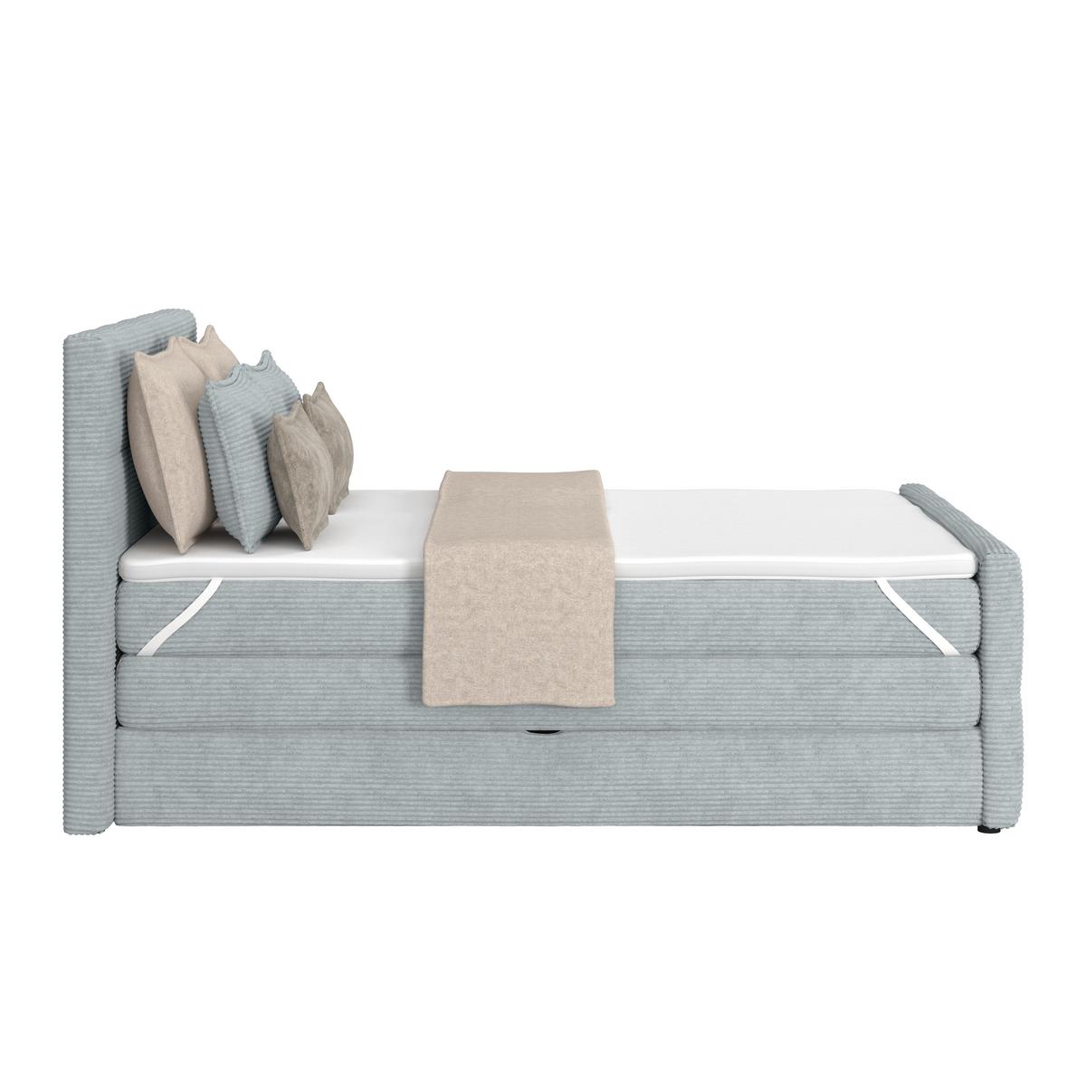 Boxspringbett mit Topper und Bettkasten 140x200 Medino - Silberfarben, KONVENTIONELL, Holz/Holzwerkstoff (140/200cm)