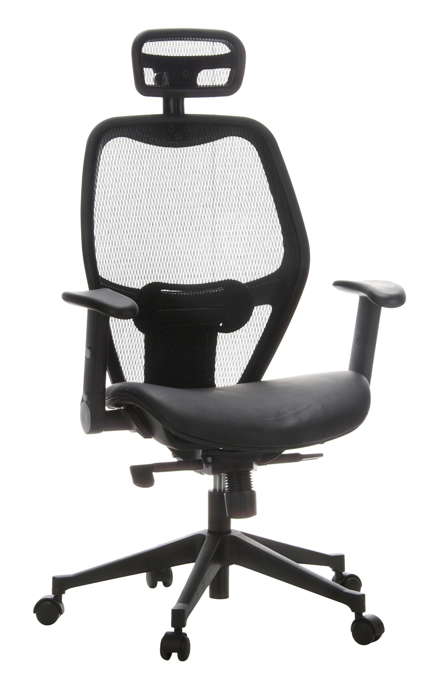 Drehtsuhl Air-Port 360°drehbar Schwarz Bis 110 Kg - Schwarz, Basics, Leder/Kunststoff (59/117/48cm) - MID.YOU