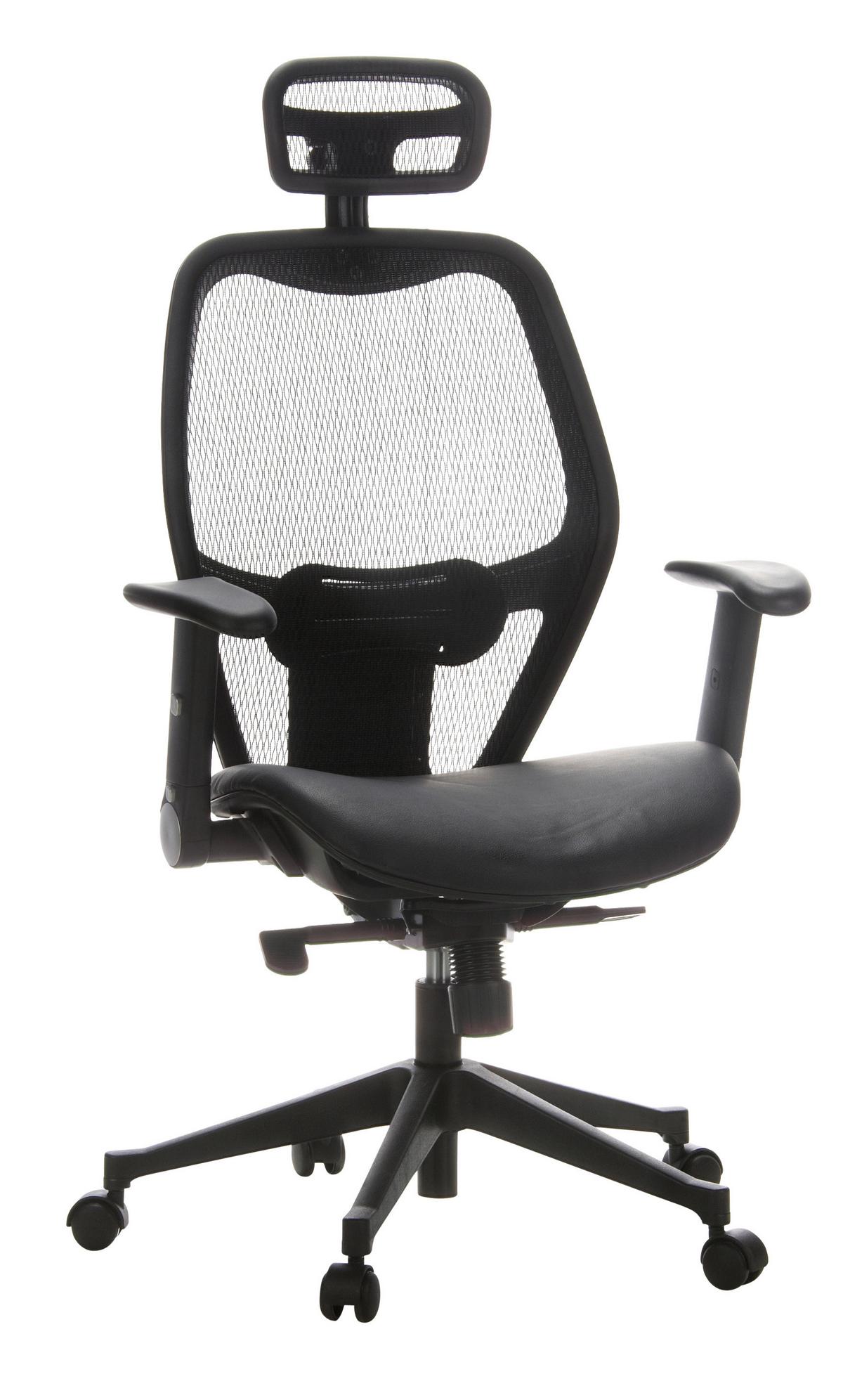 Drehtsuhl Air-Port 360°drehbar Schwarz Bis 110 Kg - Schwarz, Basics, Leder/Kunststoff (59/117/48cm) - MID.YOU