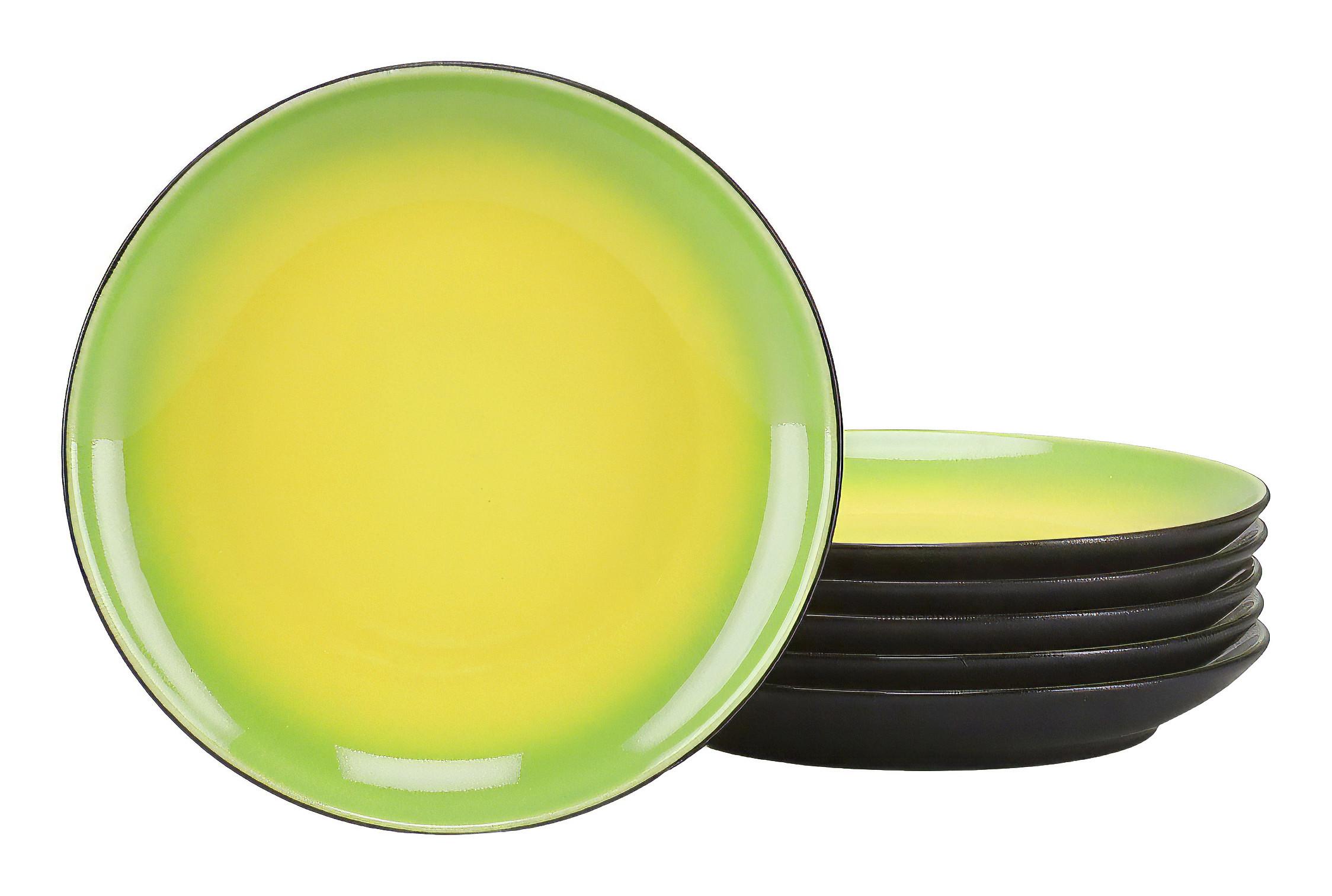 SADA DEZERTNÍCH TALÍŘKŮ 24924 HOT GREEN, DESSERTTELLER - černá/zelená, Basics, keramika (21/3cm) - Creatable