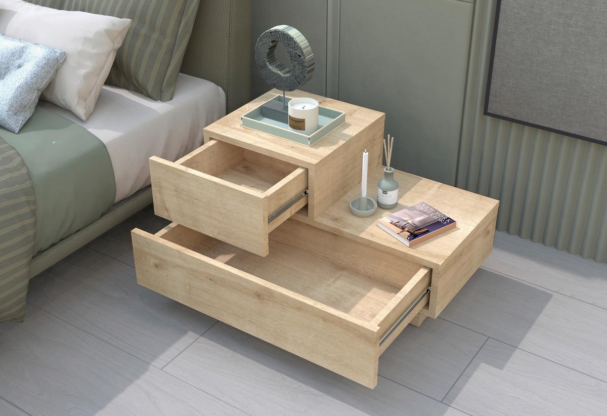 Nachttisch Kayra Eichefarben B: 70cm - Eichefarben, Design, Holzwerkstoff (70/39/30cm) - Livetastic