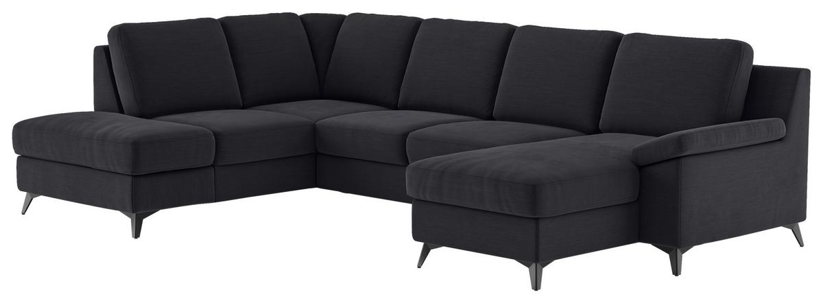 Wohnlandschaft Boom, Dunkelblau 204x309x156cm - Schwarz/Dunkelblau, KONVENTIONELL, Textil (204/309/156cm) - Cotta