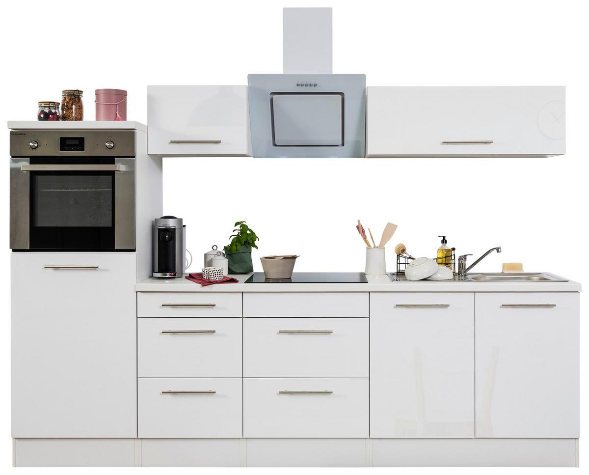 Küchenzeile mit Geräten 270 cm Weiß - Weiß, KONVENTIONELL, Holzwerkstoff (270cm) - Respekta