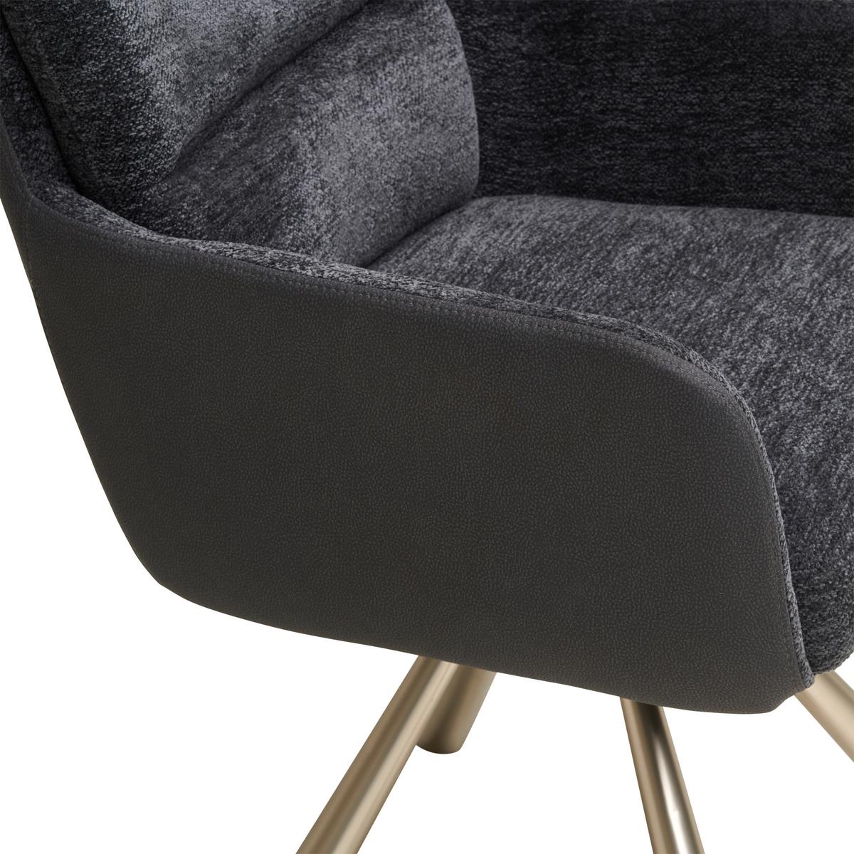 Armlehnstuhl Enid Webstoff Anthrazit, B: 60 cm - Anthrazit/Nickelfarben, KONVENTIONELL, Textil/Metall (60/92/65cm) - Livetastic