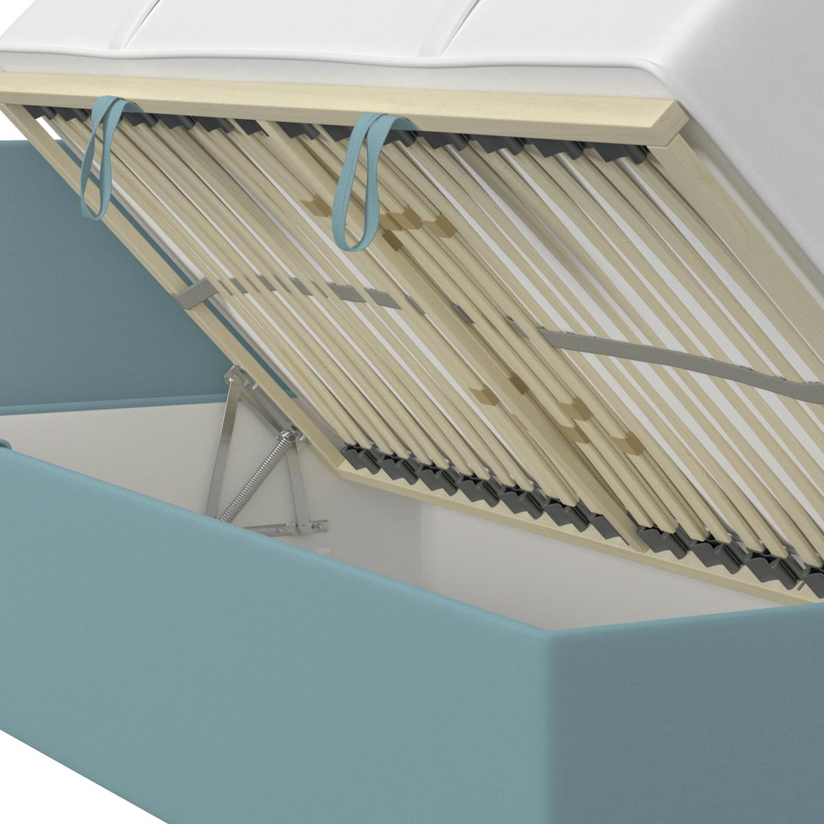 Polsterbett Remi - Türkis/Chromfarben, MODERN, Holz/Textil (90/200cm)