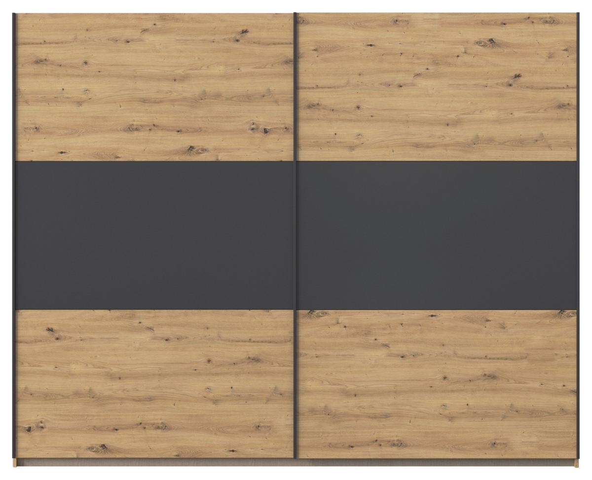 Schwebetürenschrank Neo Grau Eiche Artisan Dekor - Alufarben/Eiche Artisan, MODERN, Holzwerkstoff (261/210/59cm) - Rauch Möbel