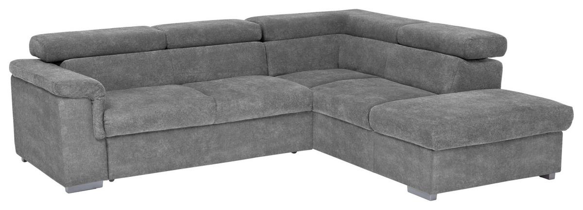 Sedacia súprava MILLA sivá pravý roh - sivá, Basics, drevo/textil (252/217cm)