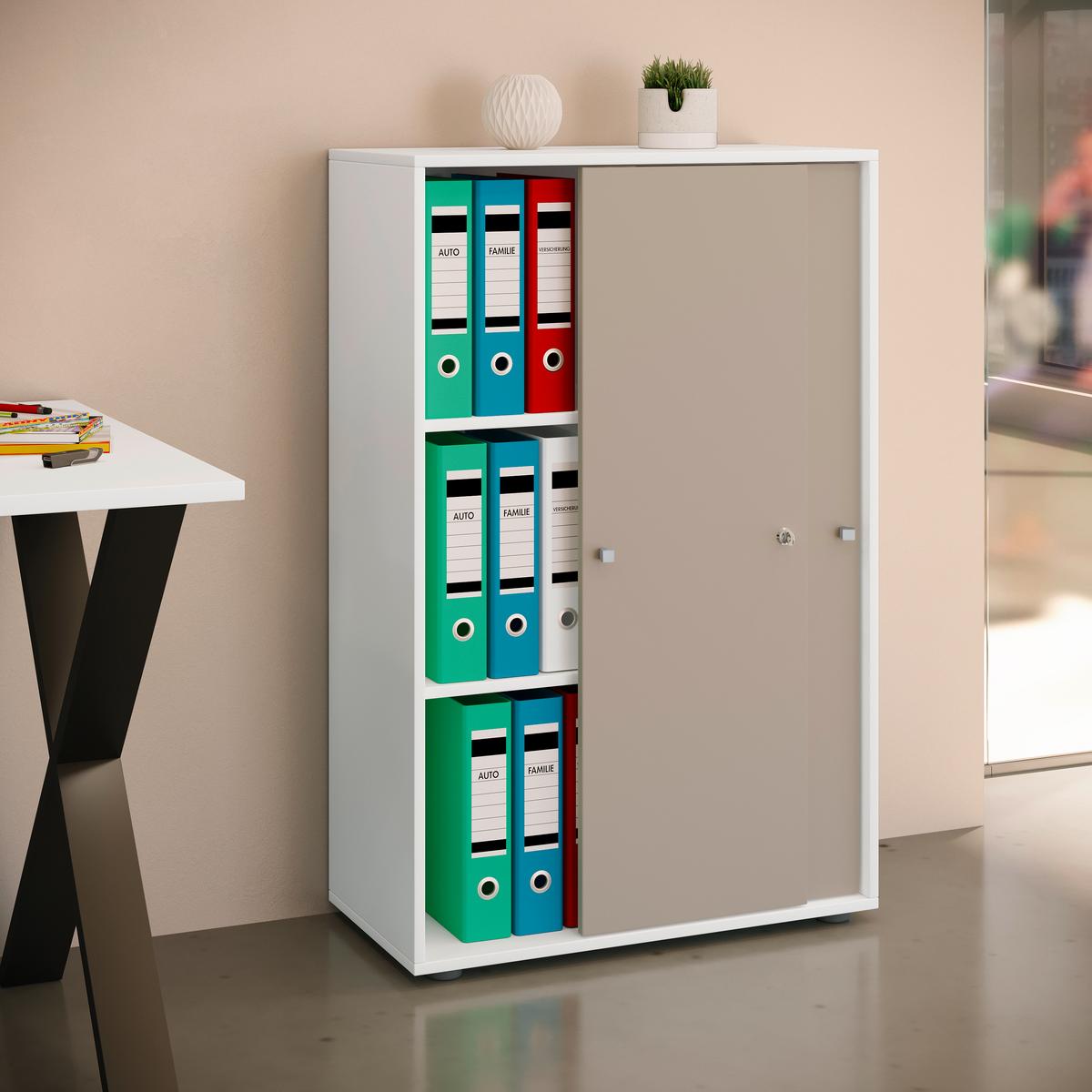 Aktenschrank Lona Grau, Weiß B: 70 cm - Weiß/Grau, Design, Holzwerkstoff (70/110/39cm) - MID.YOU