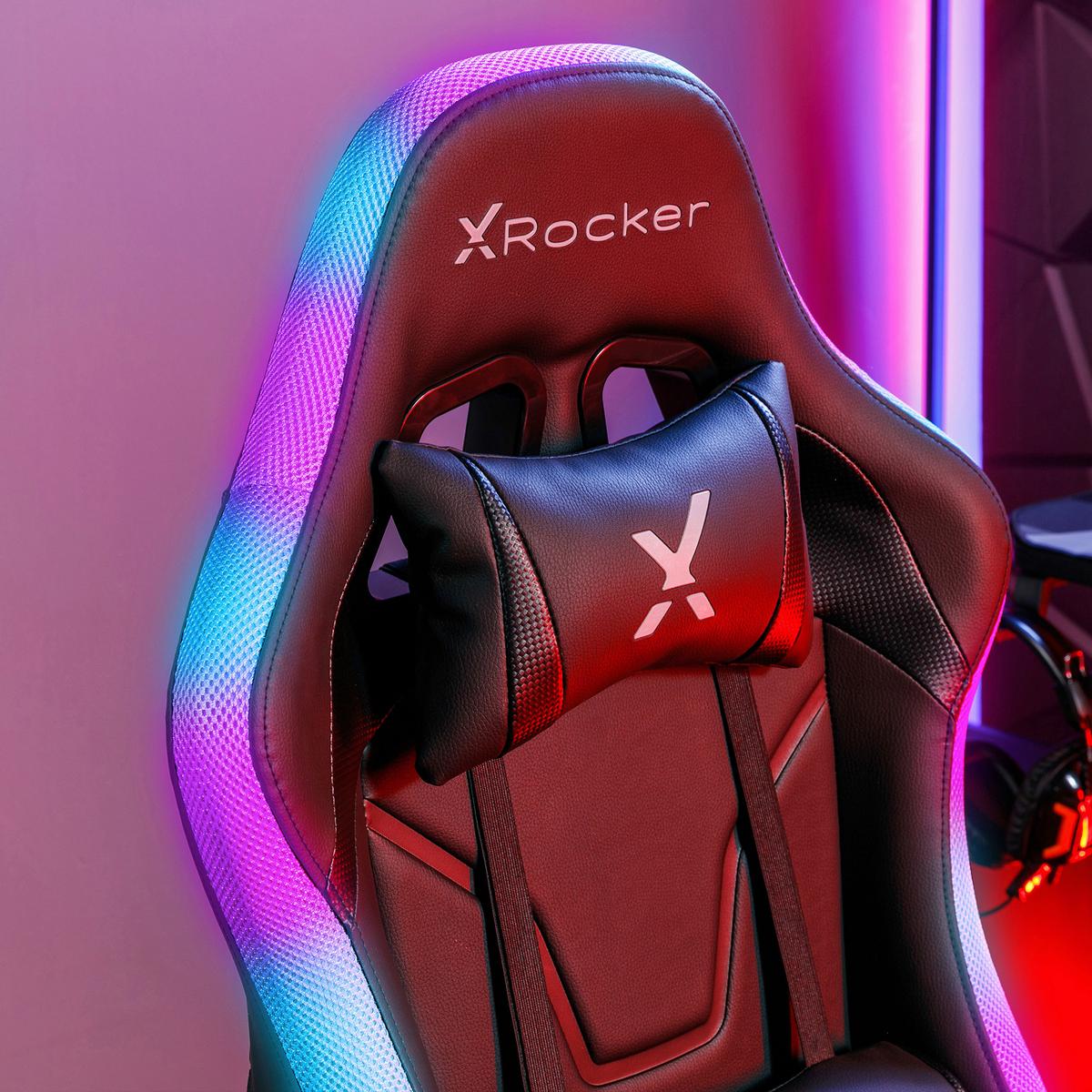 Gaming Stuhl Agility Compact inkl. Kissen und Led, Schwarz - Schwarz, MODERN, Kunststoff/Textil (55/113/62,5cm) - X Rocker