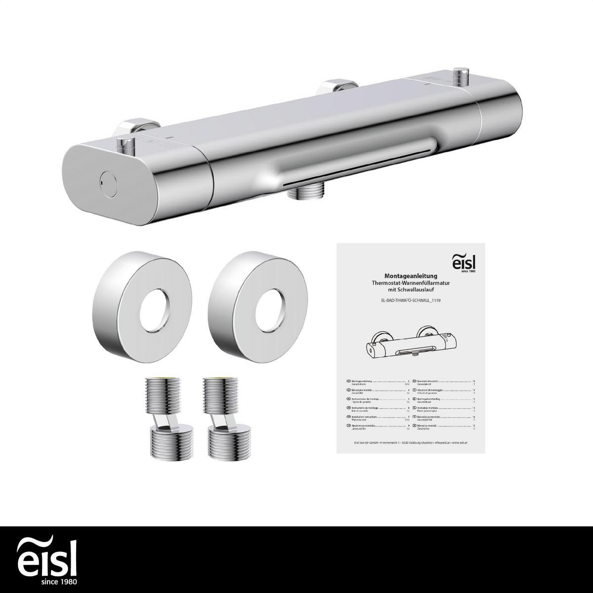 Badewannenarmatur Carneo Chromfarben Inkl. Thermostat - Silberfarben, Design, Metall (10/6,5/27cm) - Schütte