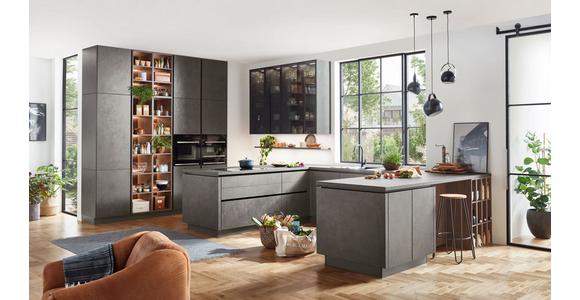 Einbauküche Riga Frei Planbar Modern, Grifflos - Eichefarben/Anthrazit, MODERN, Holzwerkstoff - Vertico