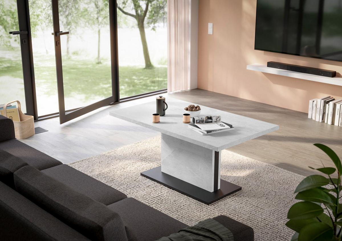 Couchtisch Lift Schwarz/Weiß B. 120 cm - Schwarz/Eiche Artisan, Design, Holzwerkstoff/Metall (120/55-69/70cm) - MID.YOU