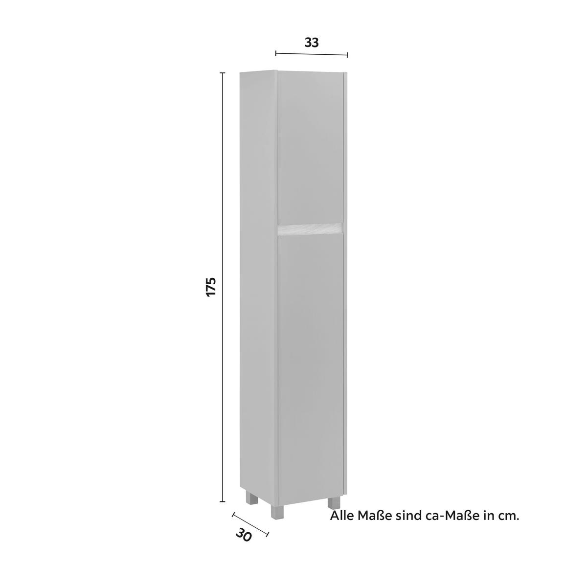Vysoká skříňka MASSIMO tm.šedá/dřevodekor - šedá/barvy stříbra, Moderní, plast (33/175/30cm) - Bessagi Home