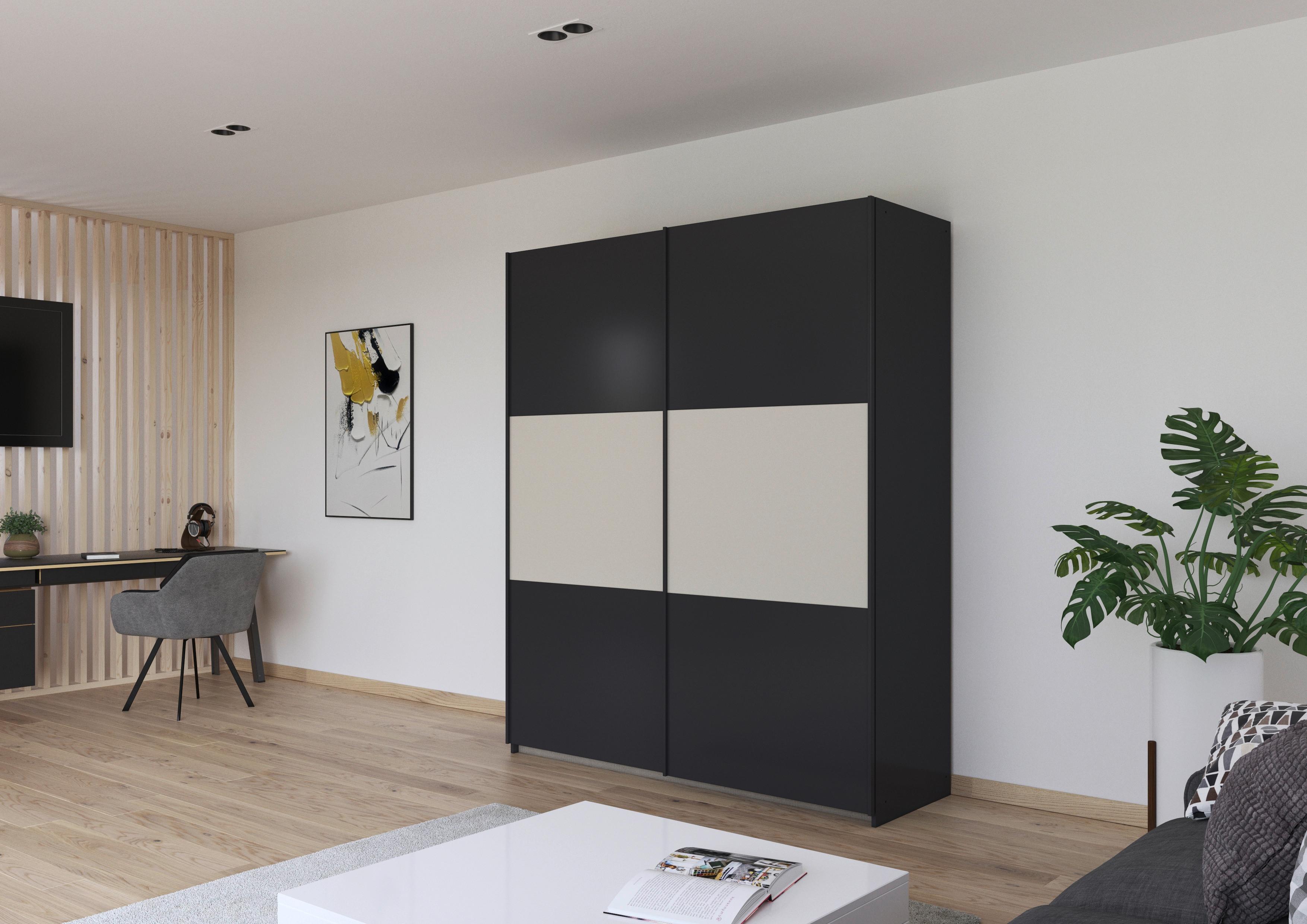 Schwebetürenschrank Neo Grau Champagner B: 175 cm - Champagner/Alufarben, MODERN, Holzwerkstoff (175/210/59cm) - Rauch Möbel