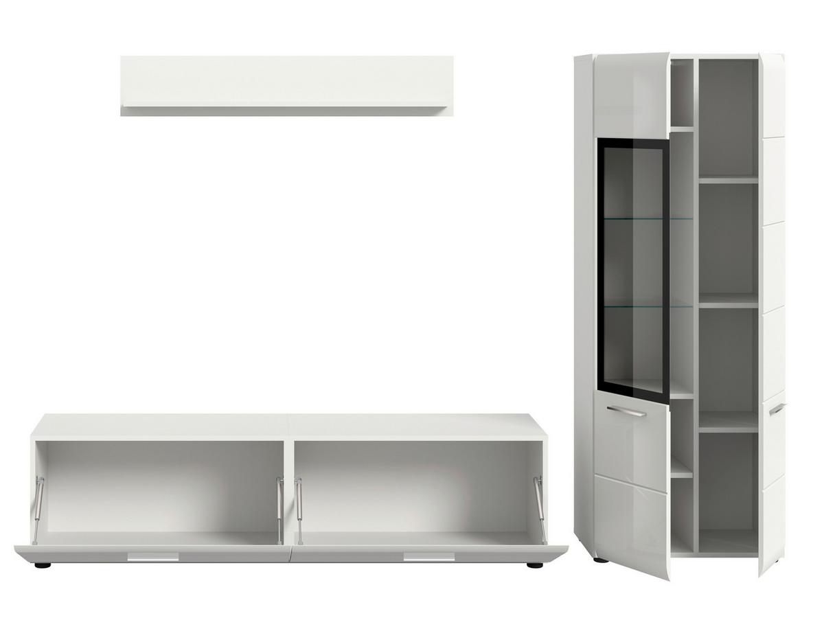 Szekrénysor Ice - fehér/magasfényű fehér, Design, faalapú anyag (235/160/41cm) - Livetastic