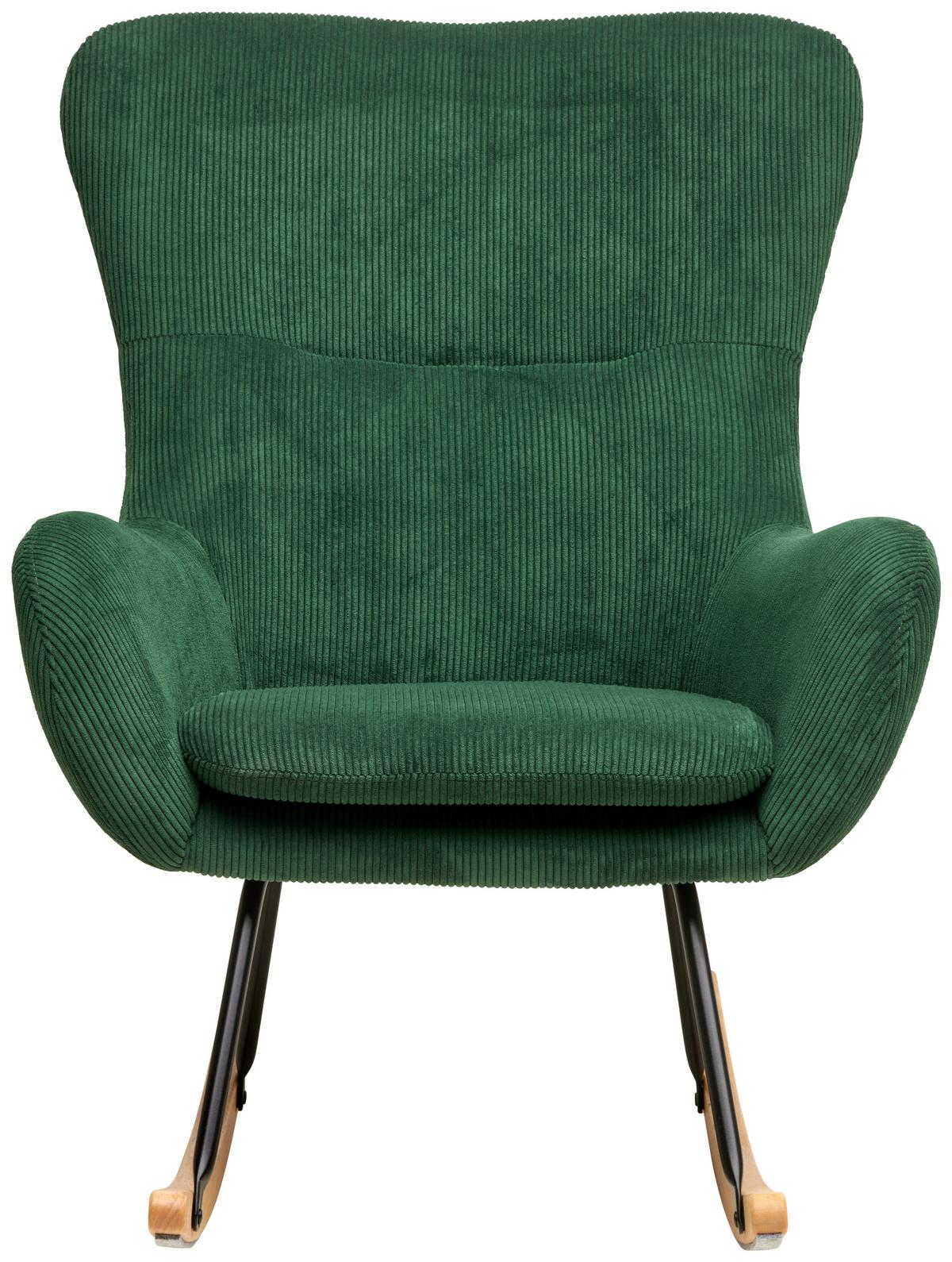 Schaukelsessel Rocking Scandi - Schwarz/Naturfarben, MODERN, Textil/Metall (75/102/80cm) - MID.YOU